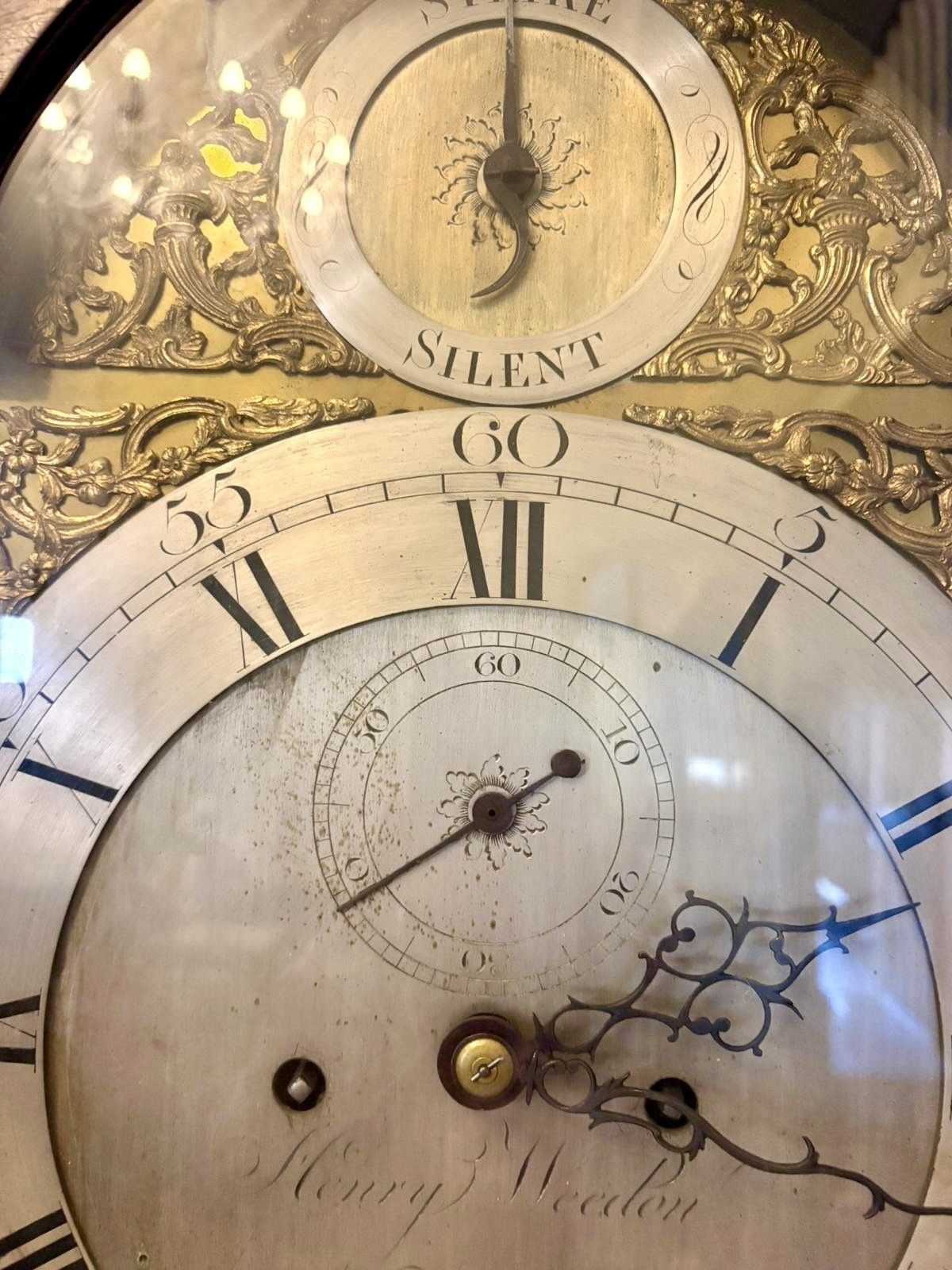 8200.0 Antique 18th Century Mahogany 8 Day Strike Silent Longcase Clock Henry Weedon London photo
