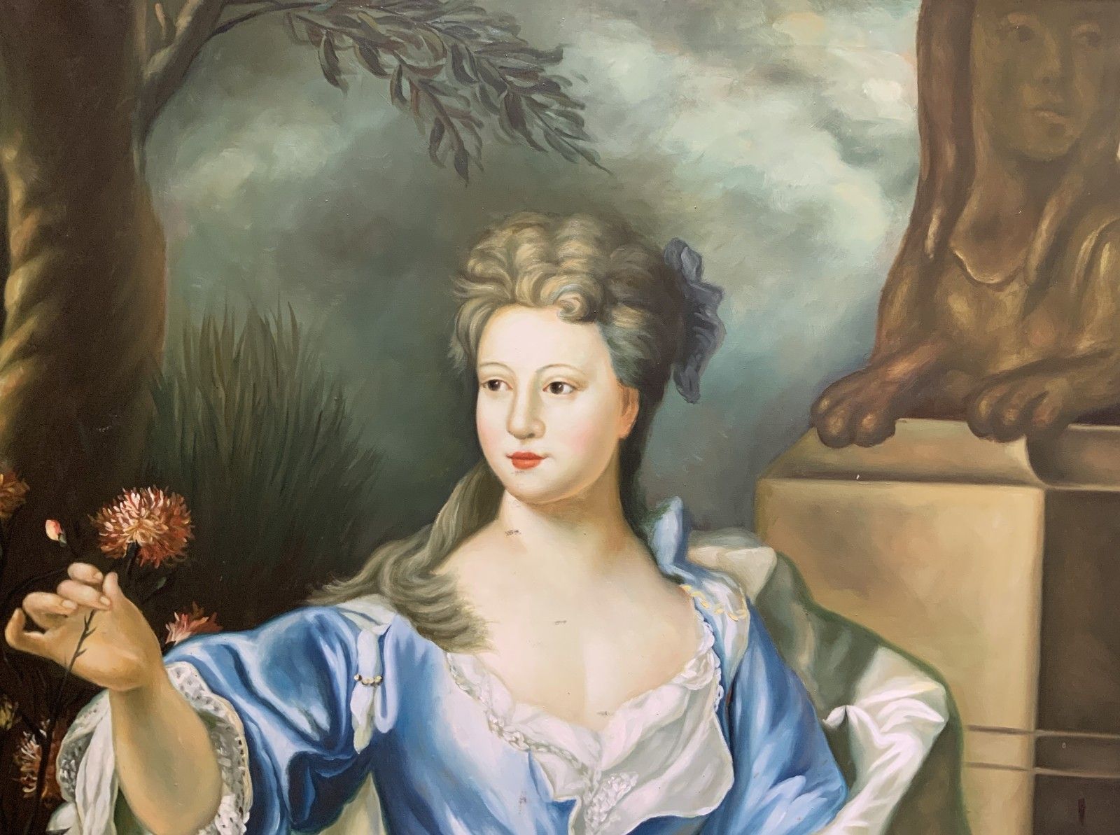 Large Magnificent Oil Portrait Painting 18thc Georgian Style Antique (1 Of 2) photo 1150.0