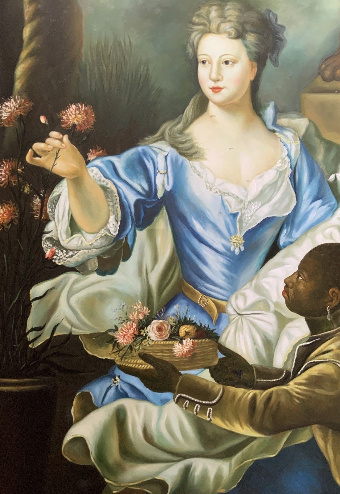 Large Magnificent Oil Portrait Painting 18thc Georgian Style Antique (1 Of 2) photo vintage