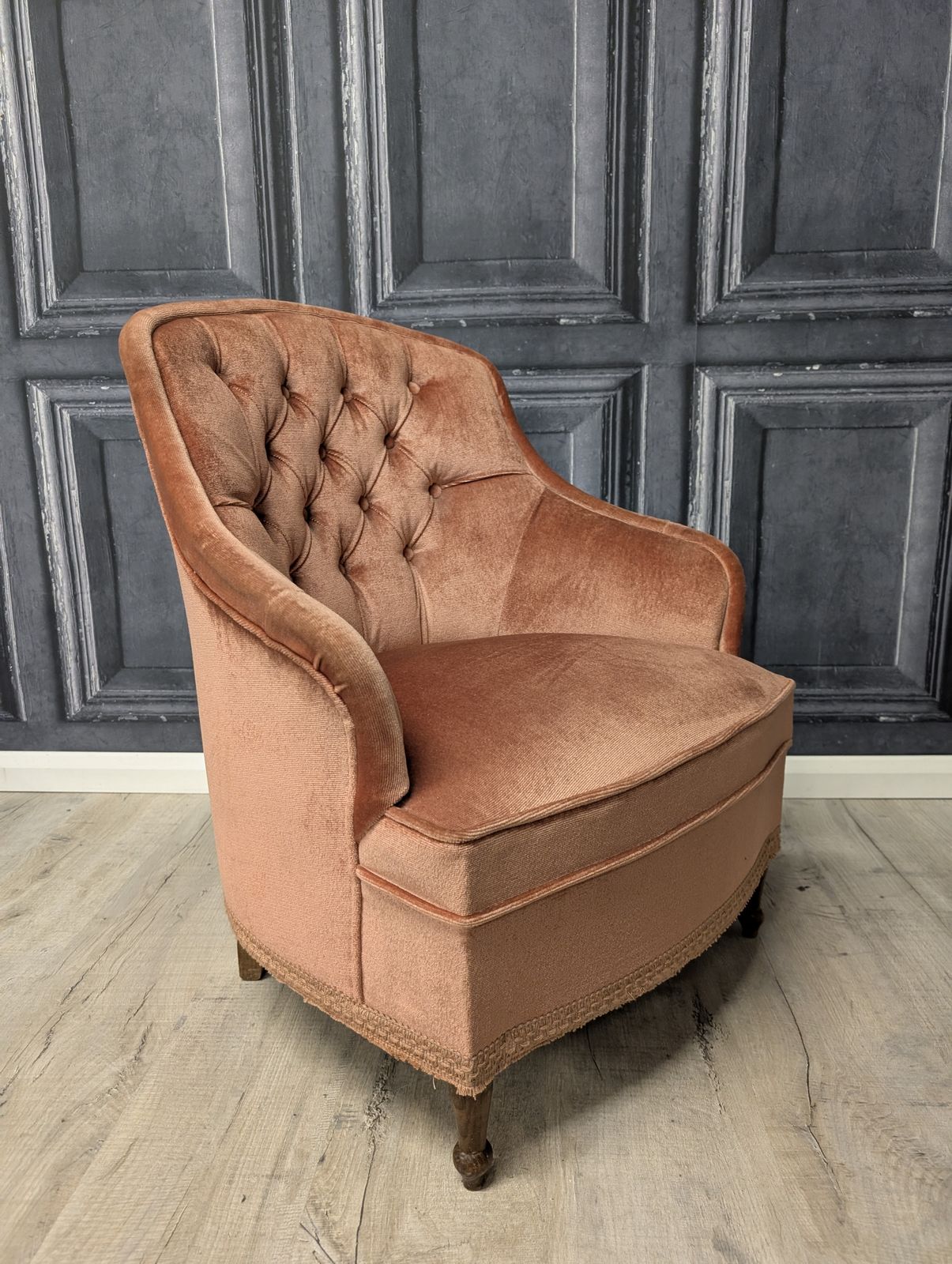 Antique French Napoleon III Crapaud Tub Chair In Terracotta Velvet, Circa 1870 photo buy