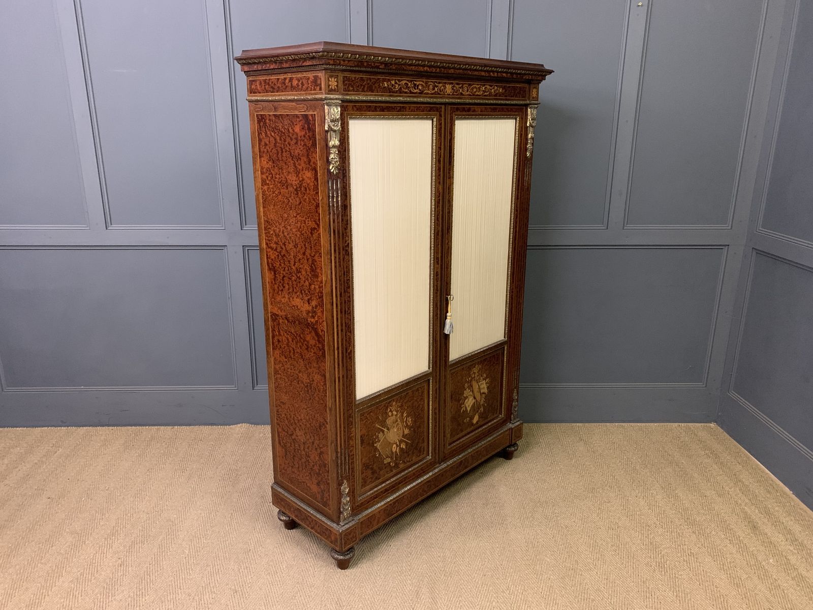photo buy Inlaid Mahogany & Amboyna 19th Century French Bookcase