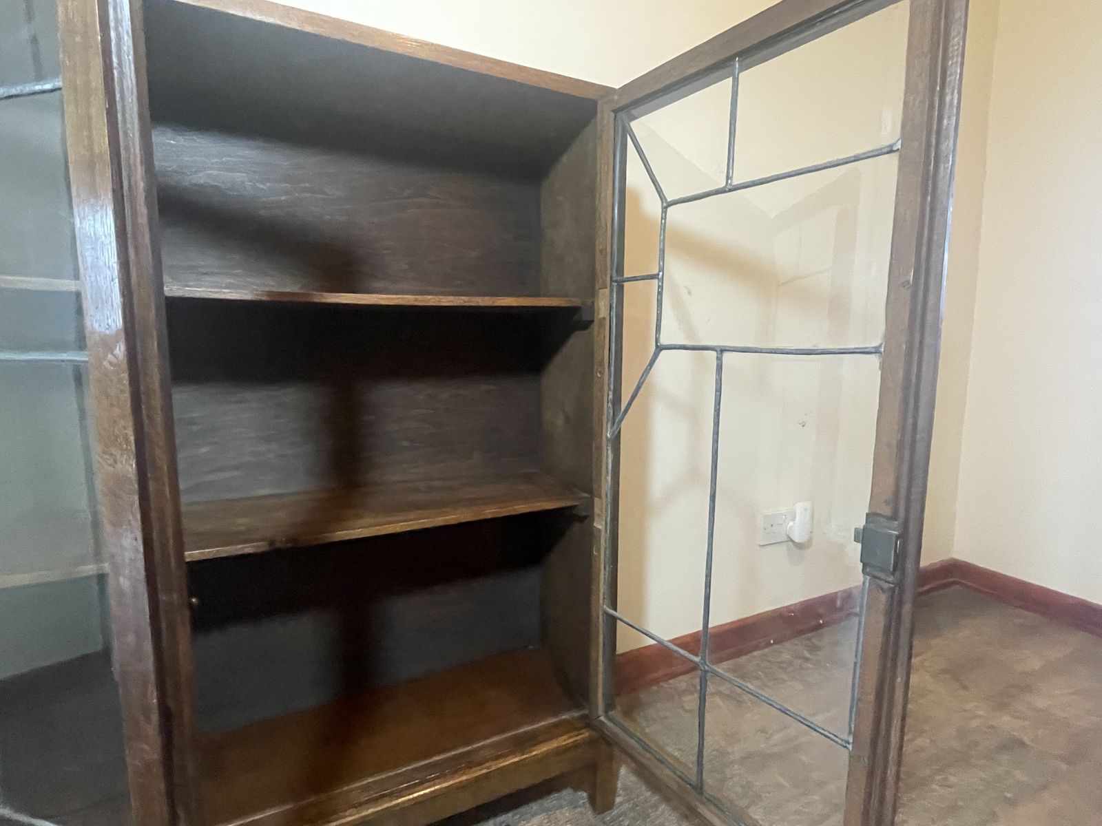 Vintage Oak Leaded Glass Bookcase / Display Cabinet photo 200.0