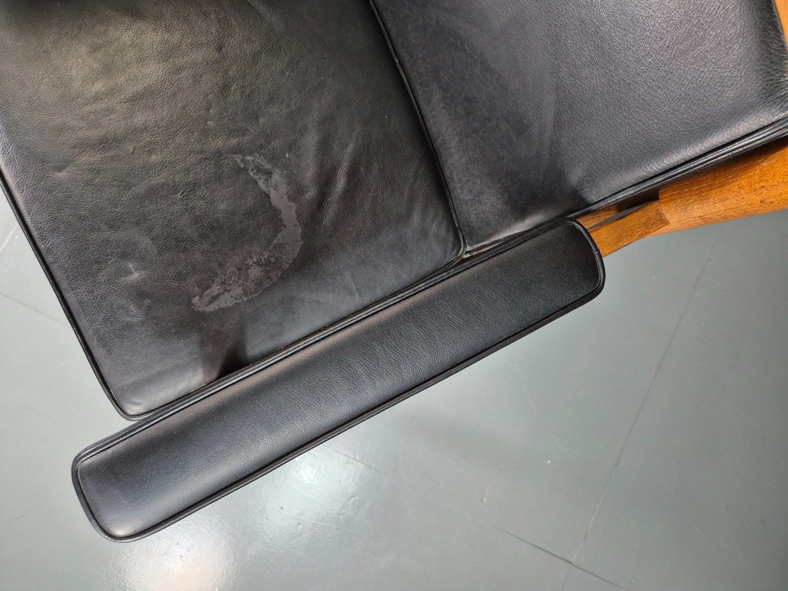 Vintage Mid Century Elbow Desk Chair Swedish 1960s Black Leather Retro Eb07001 photo 275.0