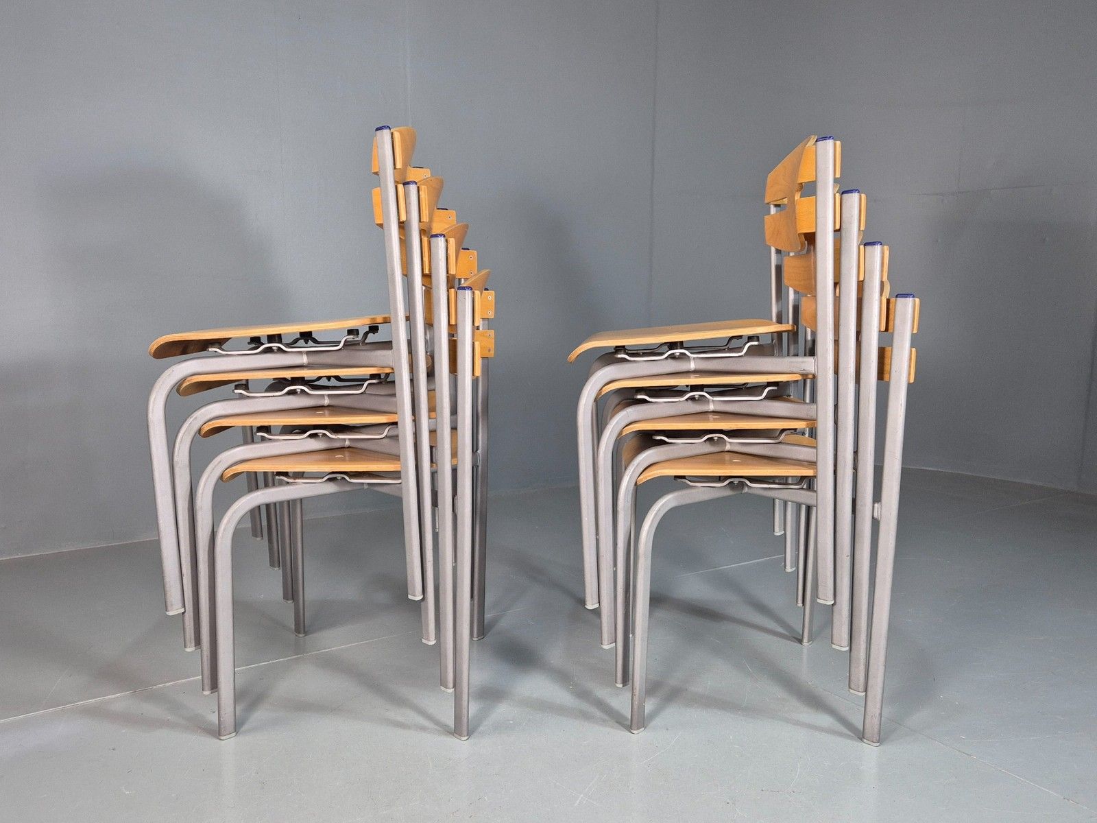 8 Vintage Danish Stacking Chairs Plywood And Steel Mid Century Style Eb07993 photo furniture