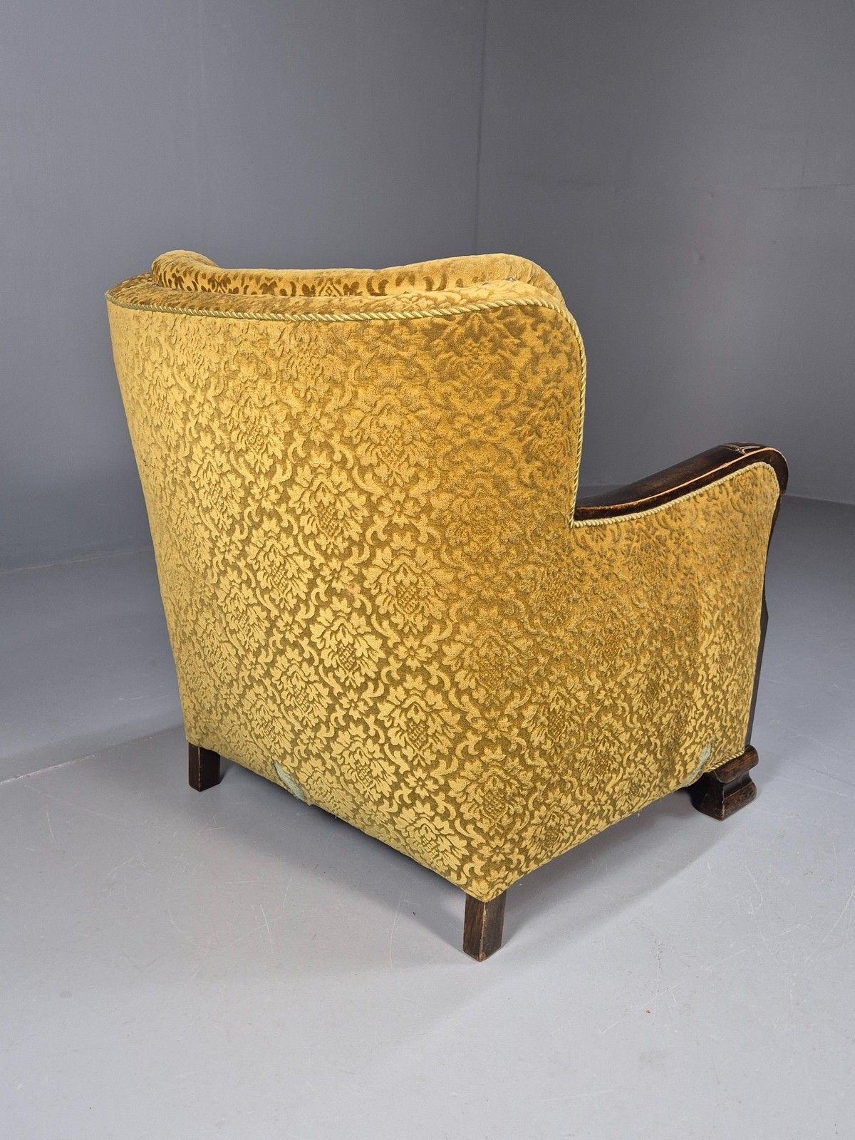 photo for sale Antique Danish Floral Mustard Colour Armchair 1920s Wood Frame Eb08975