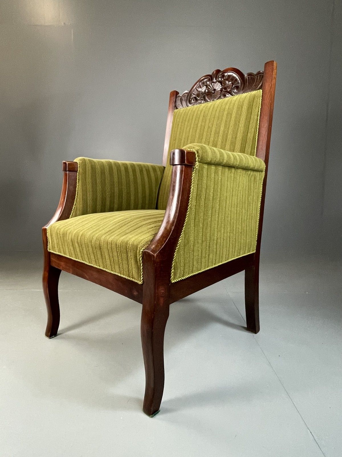 Antique Danish Lounge Chair Throne Type 1900s Green Eb04587 photo furniture