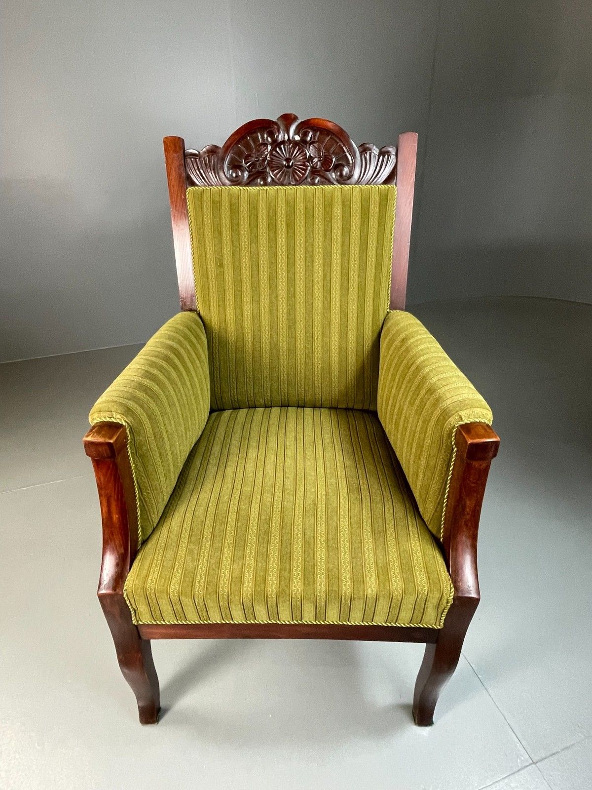 Antique Danish Lounge Chair Throne Type 1900s Green Eb04587 photo Furniture