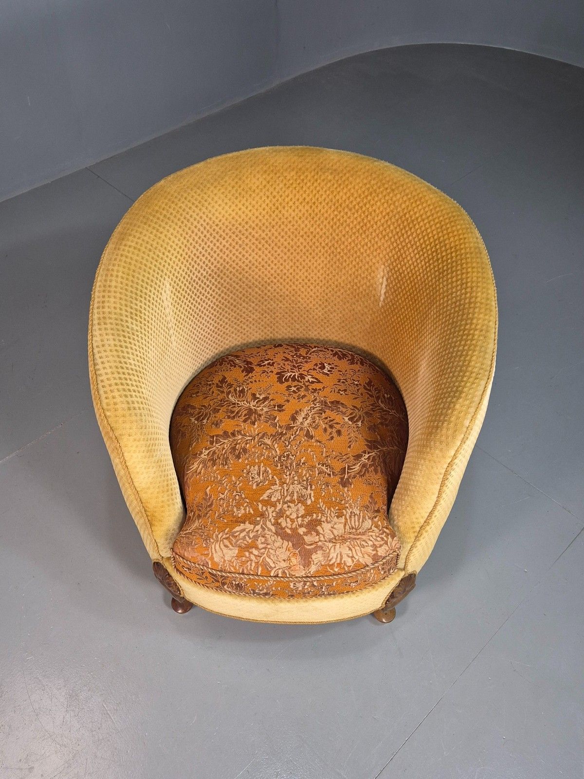 Antique Danish Art Deco Lounge Chair Tub Form Yellow 1920s Eb08052 photo for sale