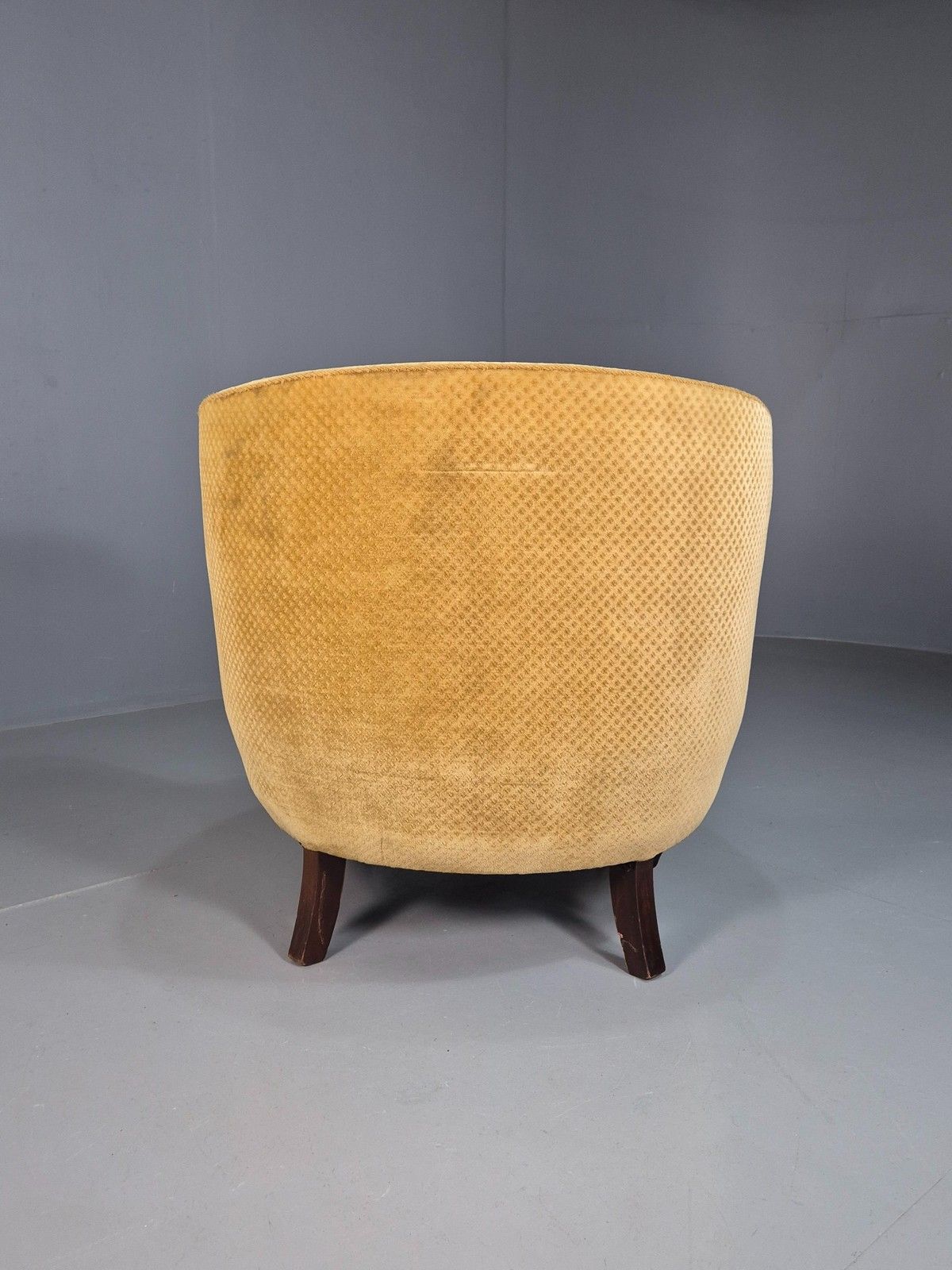 photo buy Antique Danish Art Deco Lounge Chair Tub Form Yellow 1920s Eb08052
