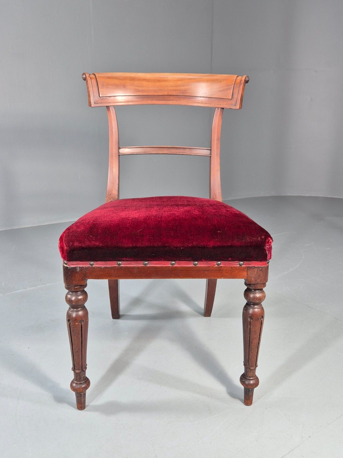 Antique William IV Mahogany Dining Chair Red Velvet Upholstery 1830 Eb11224 Vdin photo furniture