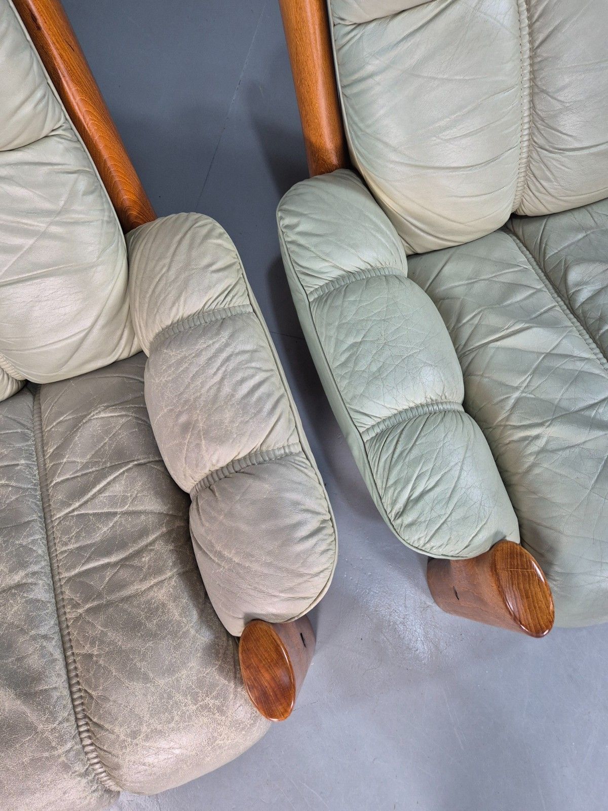 2 Vintage Ekornes Montana Lounge Chairs Teak Frames 1980s Retro Mcm Eb07995 photo Furniture
