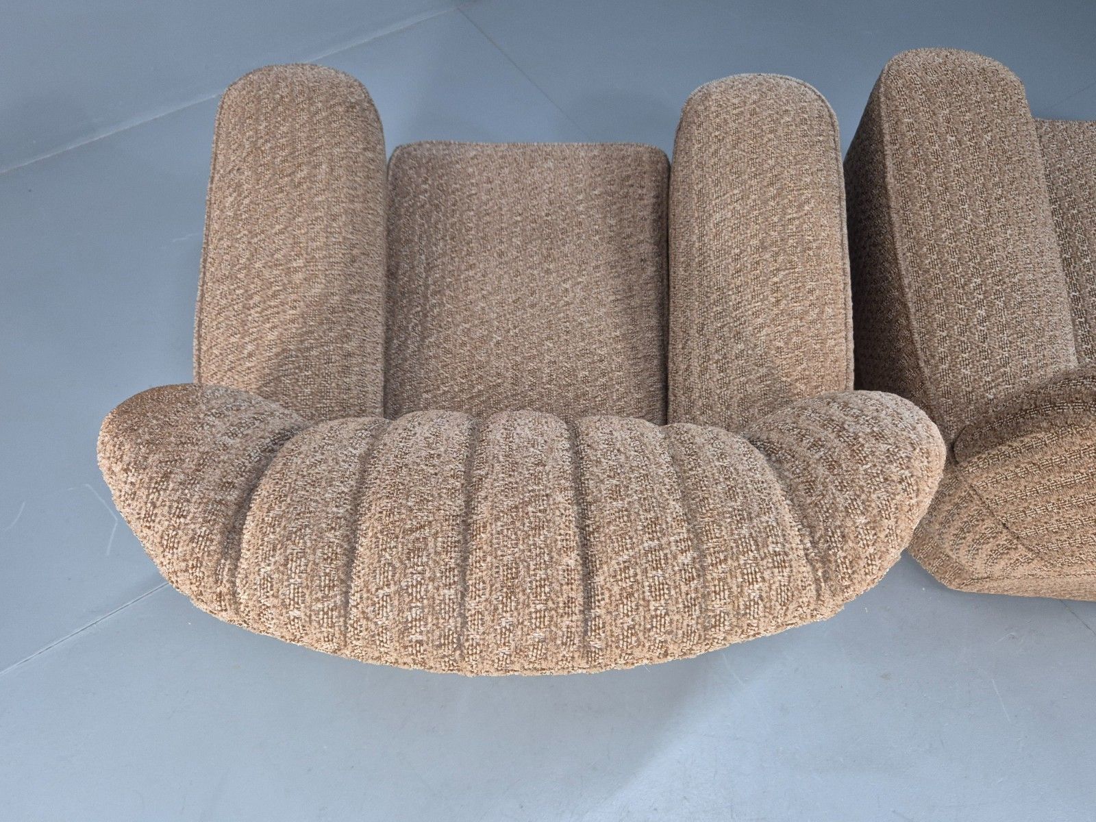 550.0 2 Vintage Art Deco Armchairs Beige Chenille Upholstery 1940s Eb09684 photo
