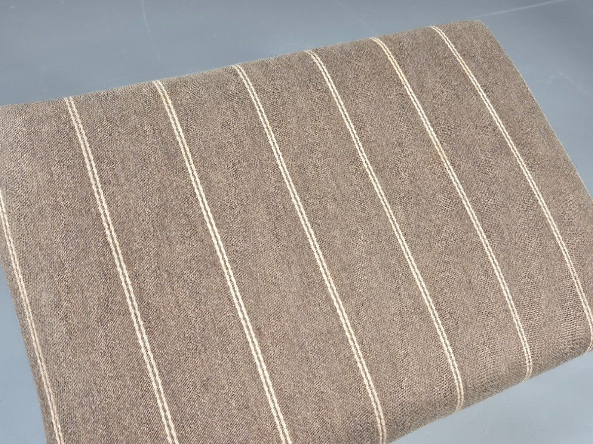 70.0 Vintage Mid Century Danish Footstool  Taupe Stripe Teak Legs Retro 1960s Eb12024 photo