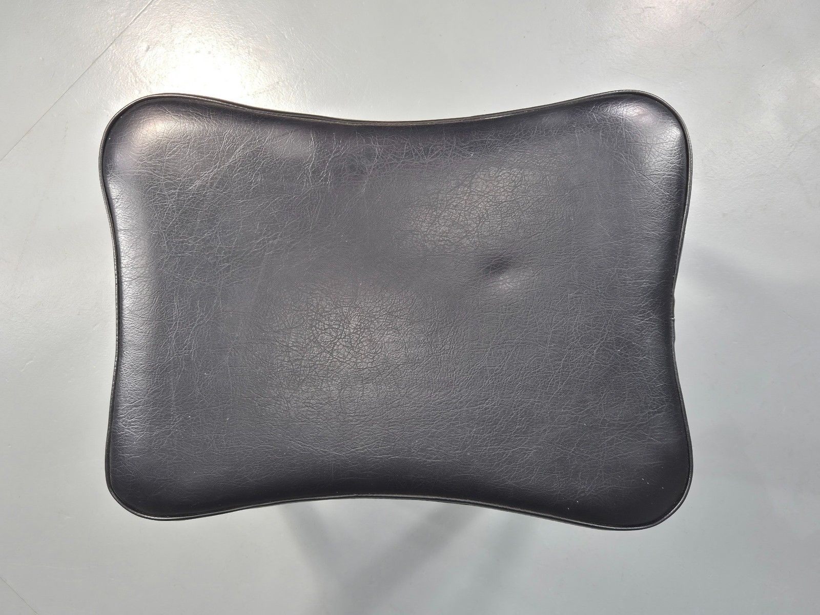 Vintage Mid Century Danish Footstool Black Vinyl Teak Legs 1960s Retro Eb12025 photo buy