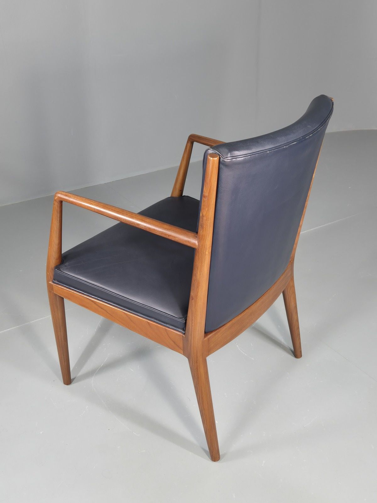 375.0 Vintage Mid Century Teak Armchair Blue Leather 1960s Retro  Eb11896 photo