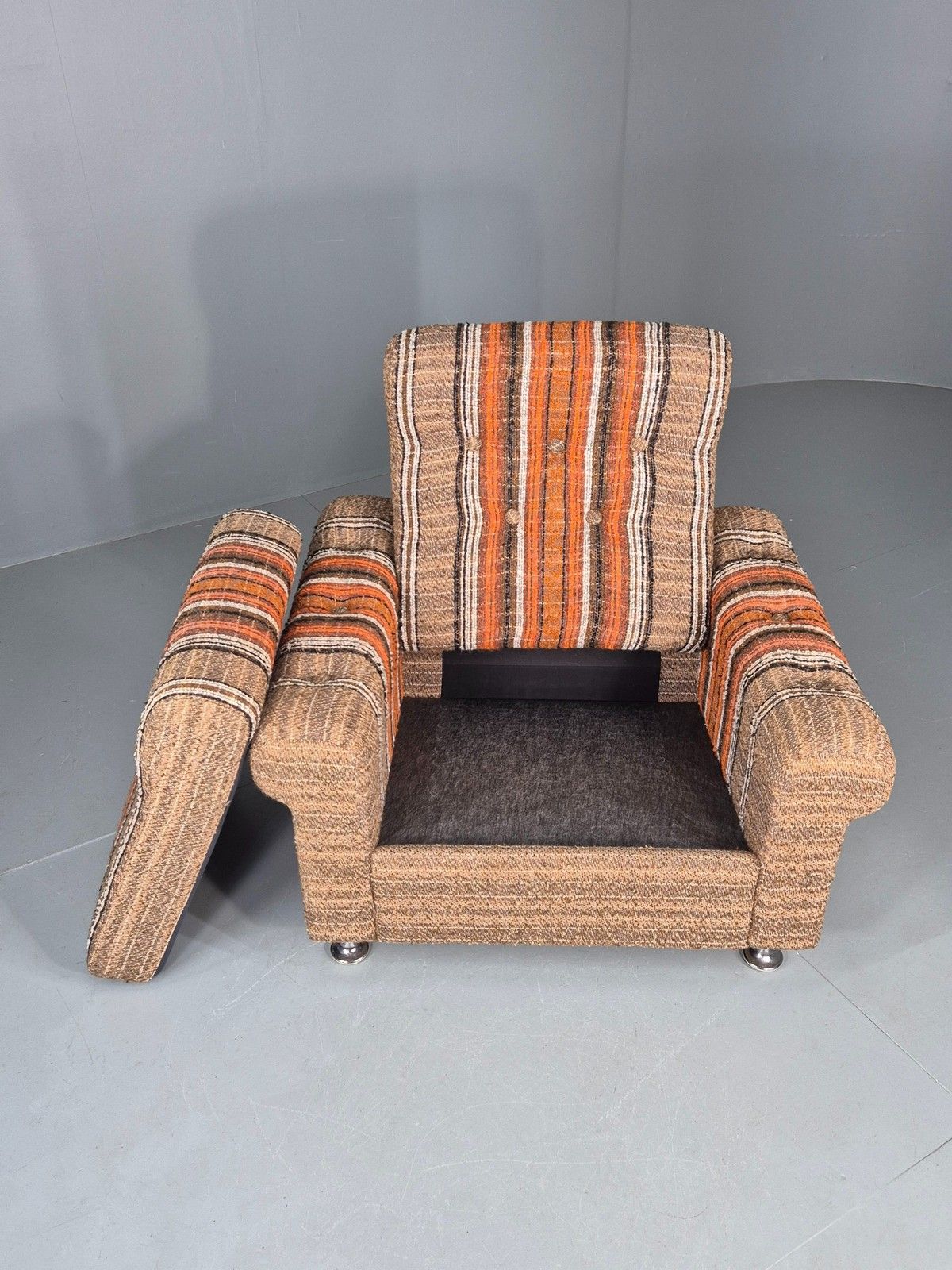 Vintage Retro Lounge Chair 1970s Danish Wool Stripe Upholstery Eb12088 photo vinterior