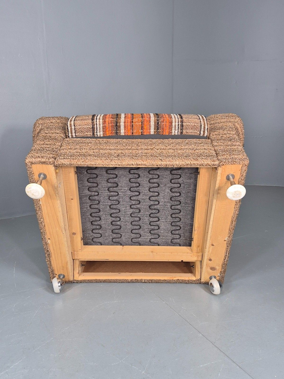 Vintage Retro Lounge Chair 1970s Danish Wool Stripe Upholstery Eb12088 photo buy