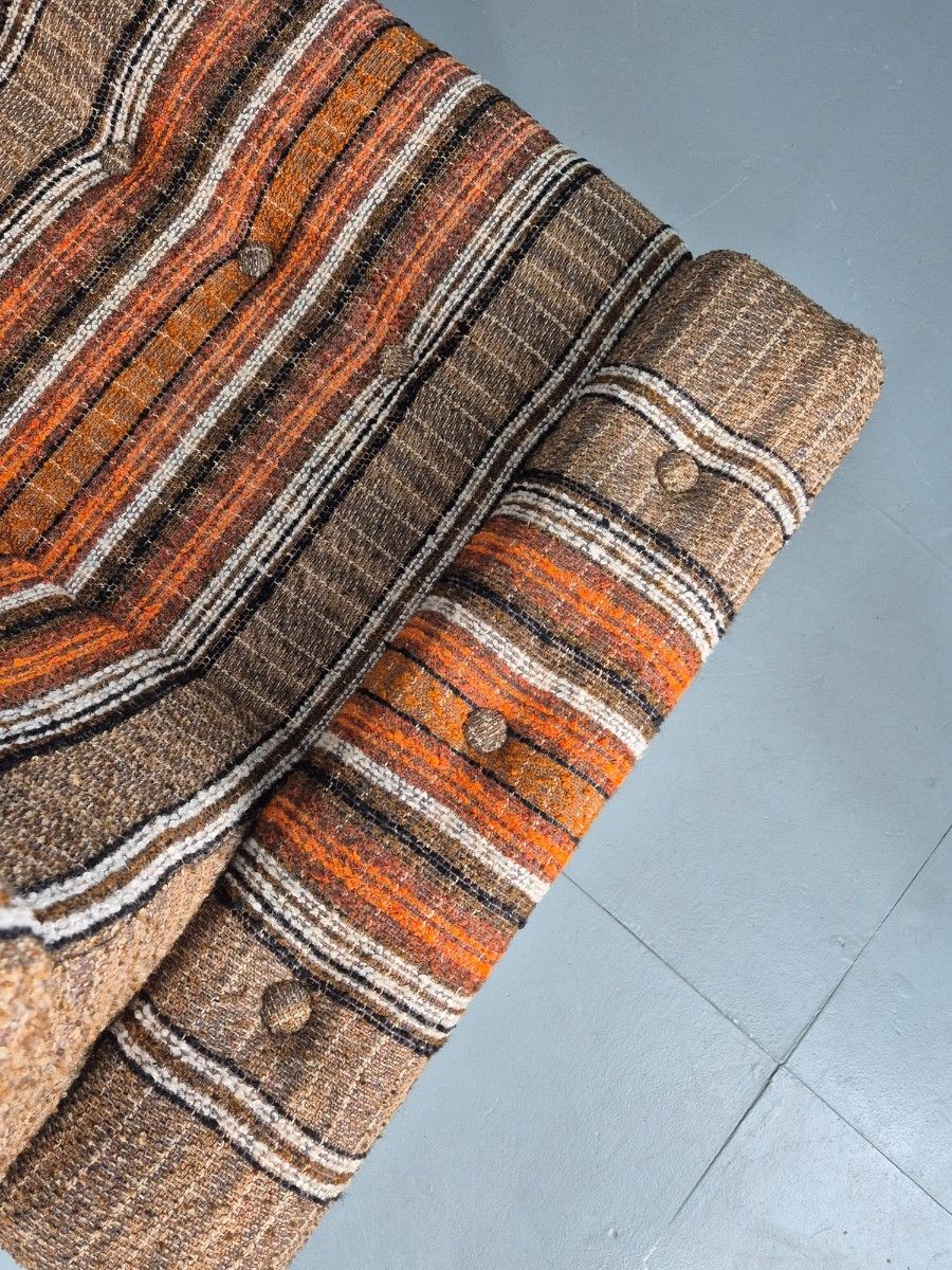photo furniture Vintage Retro Lounge Chair 1970s Danish Wool Stripe Upholstery Eb12088