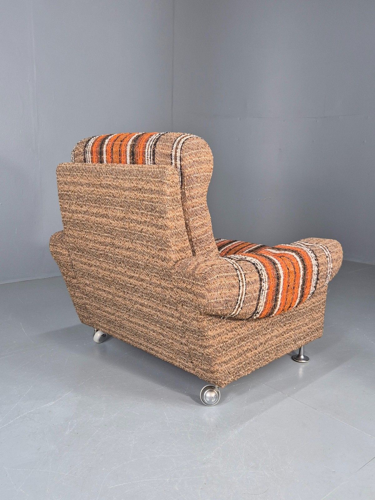 photo for sale Vintage Retro Lounge Chair 1970s Danish Wool Stripe Upholstery Eb12088