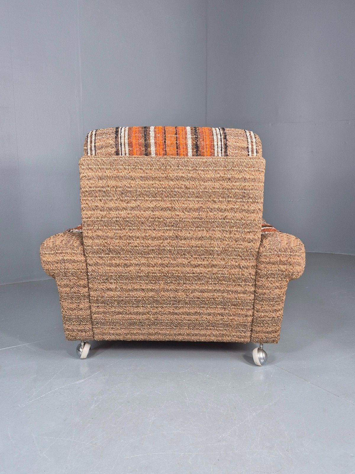 Furniture Vintage Retro Lounge Chair 1970s Danish Wool Stripe Upholstery Eb12088 photo