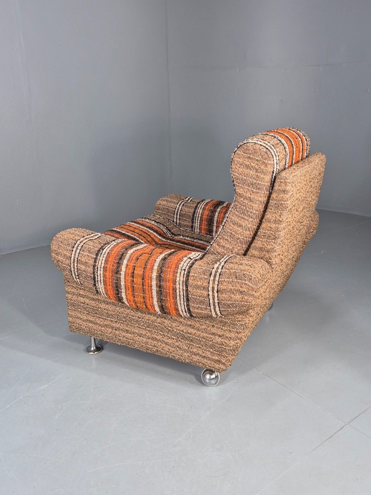 300.0 Vintage Retro Lounge Chair 1970s Danish Wool Stripe Upholstery Eb12088 photo