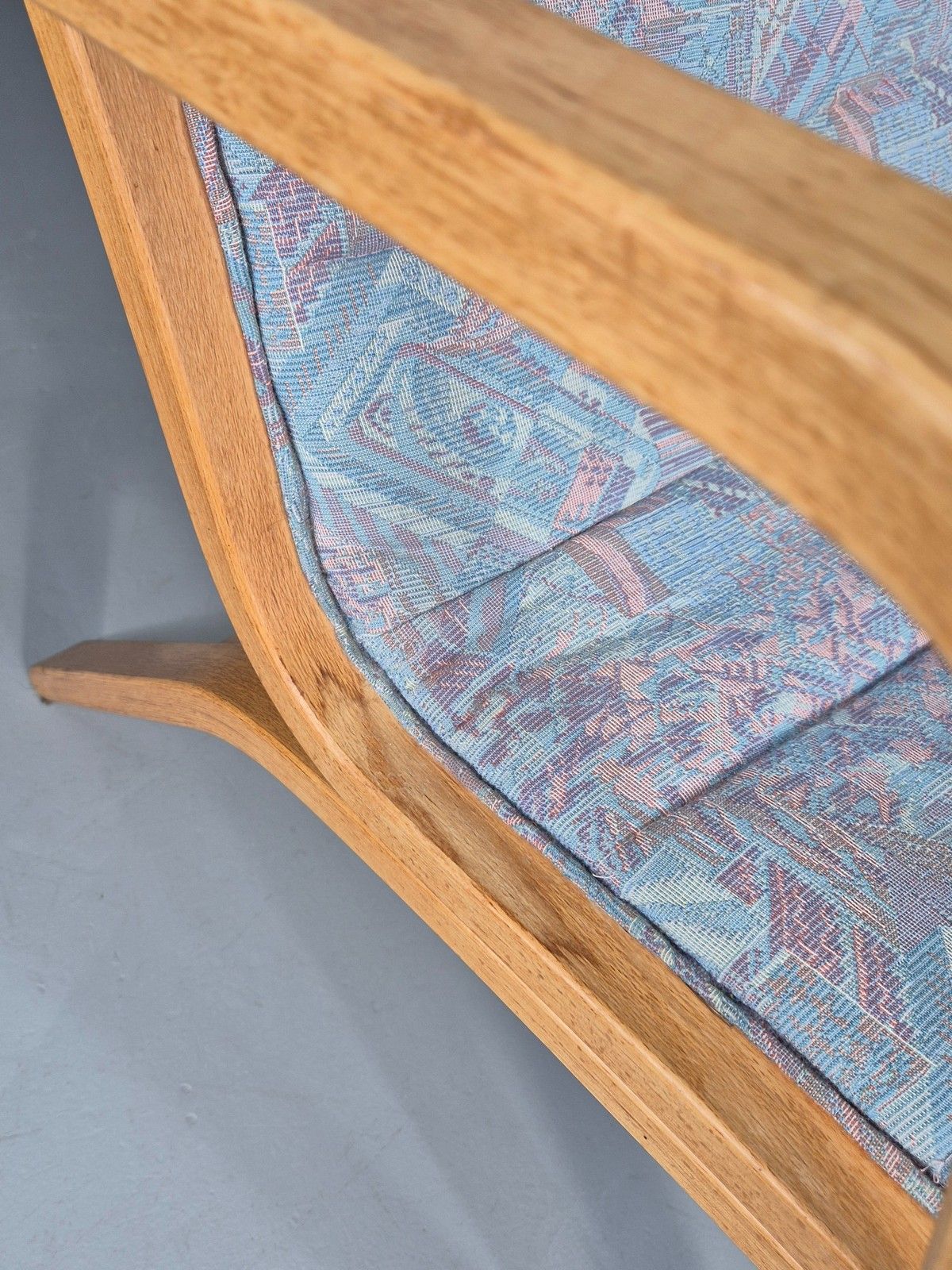 Vintage Mid Century Danish Bentwood Chair Blue Abstract 1980s Retro Eb12107 photo vinterior
