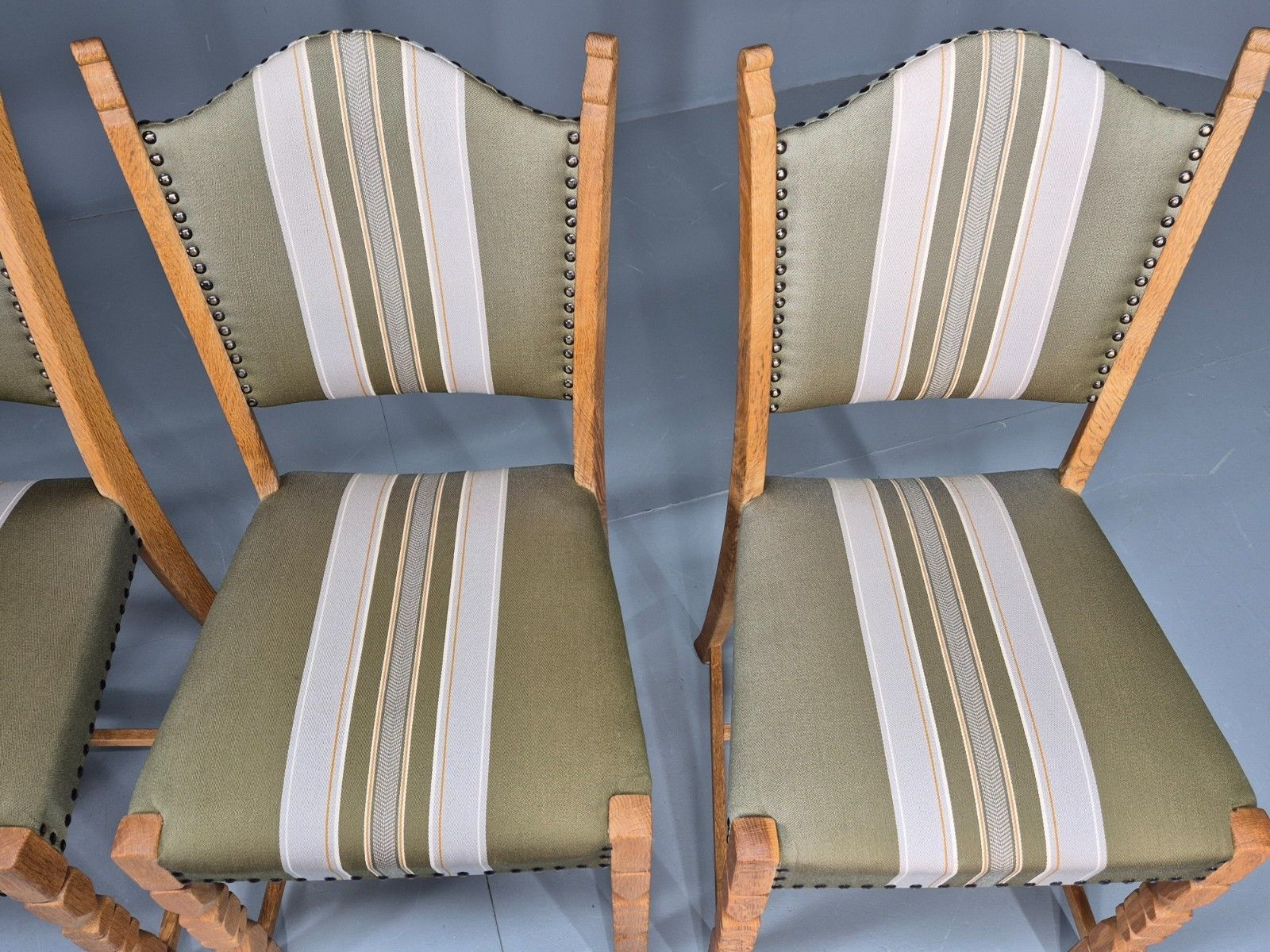 photo for sale 4 Vintage Henning Kjaernulf Dining Chairs Oak Frame 1970s Retro  Eb12127