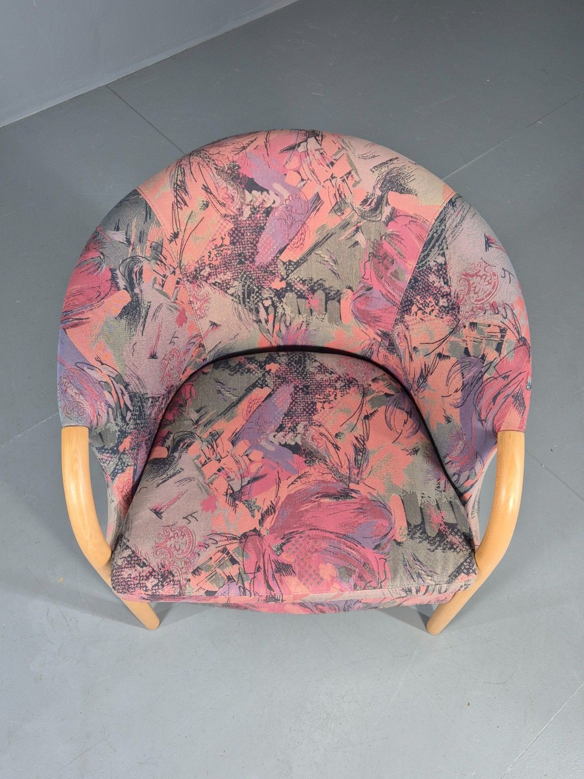Vintage 1980s Stouby Colourful Tub Chair Danish Design Quality Retro Eb12135 photo for sale
