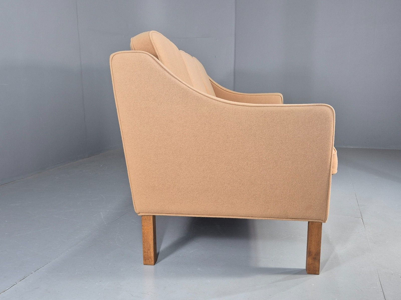 photo for sale Vintage 3 Seater Sofa Beige Wool Upholstery Hurup Mcm Retro 1980s Eb12173