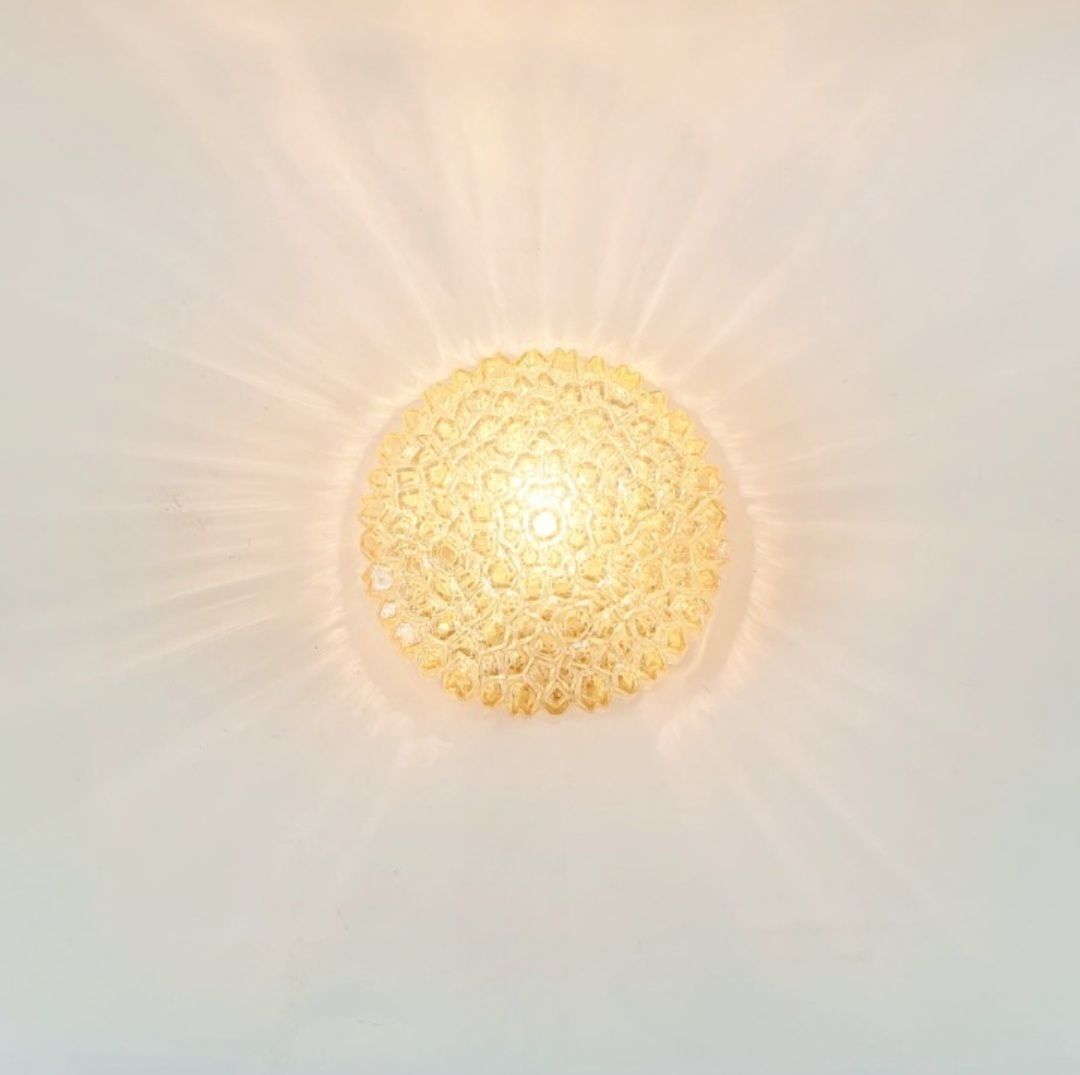 1 Van 3 Mid Century Modern Amber Bubble Glazen Wandlampen Van Helena Tynell Voor Limburg, Duitsland, Jaren 1970 photo vinterior