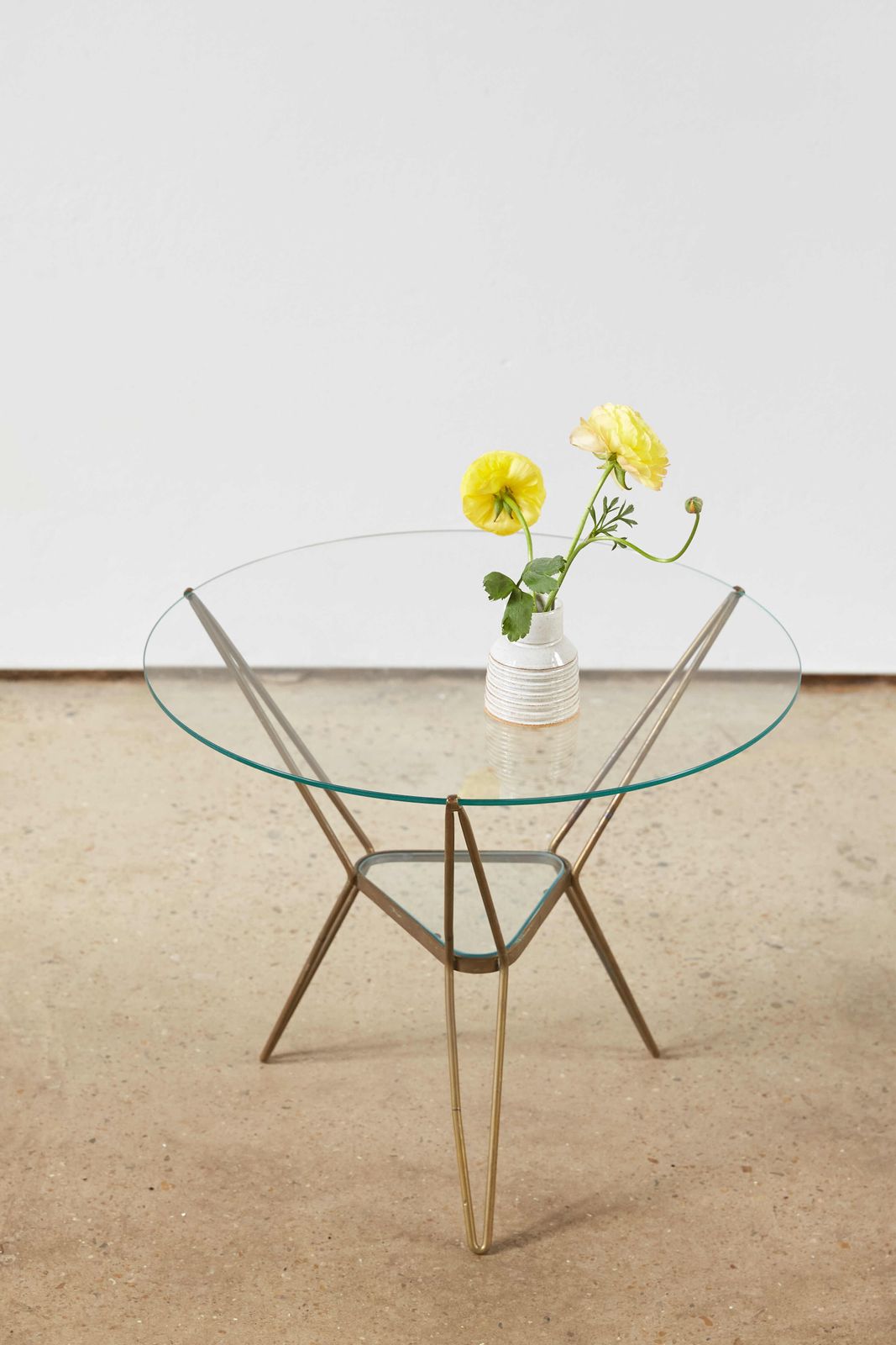 Mid Century Italian Brass And Glass Two Tier Coffee Table