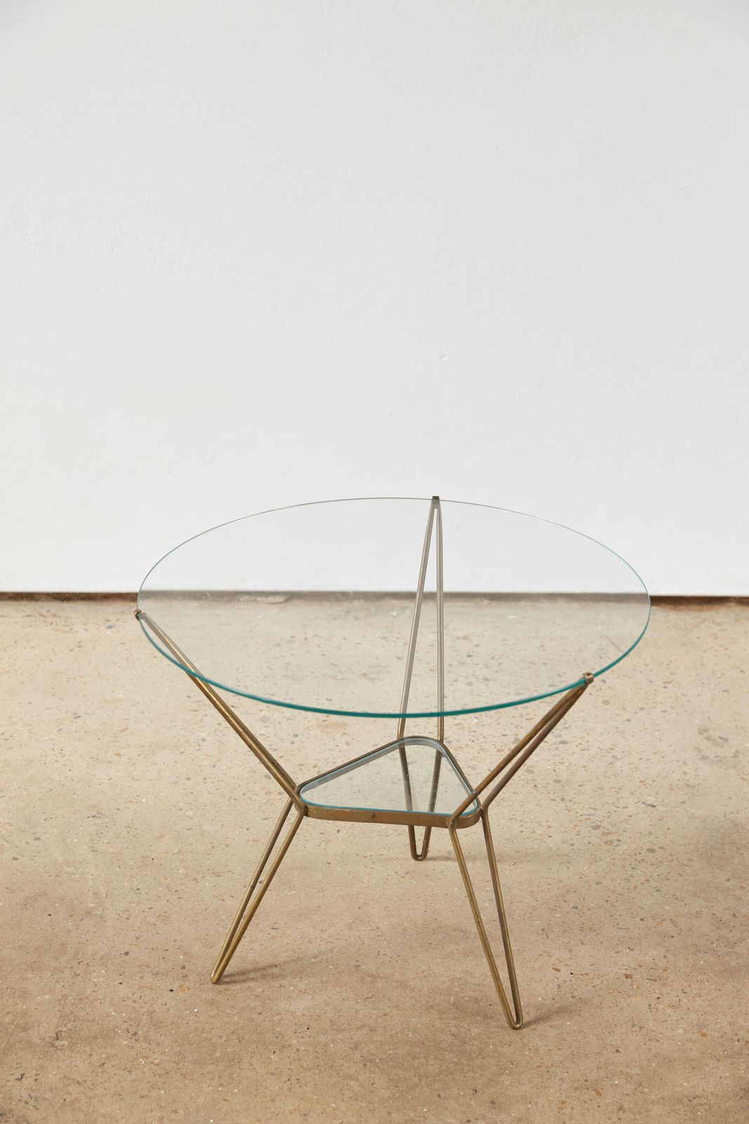 Mid Century Italian Brass And Glass Two Tier Coffee Table photo Furniture