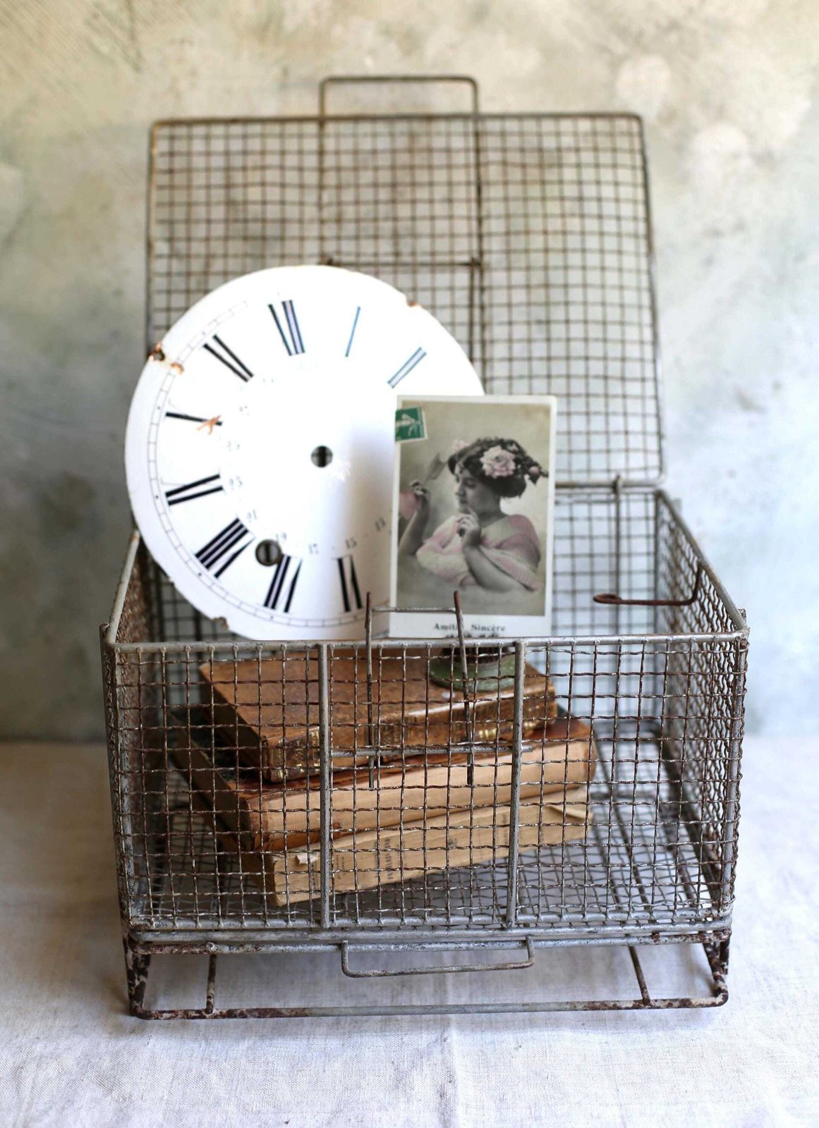 Antique French Clock Face Enamel Grandfather Dial photo vinterior