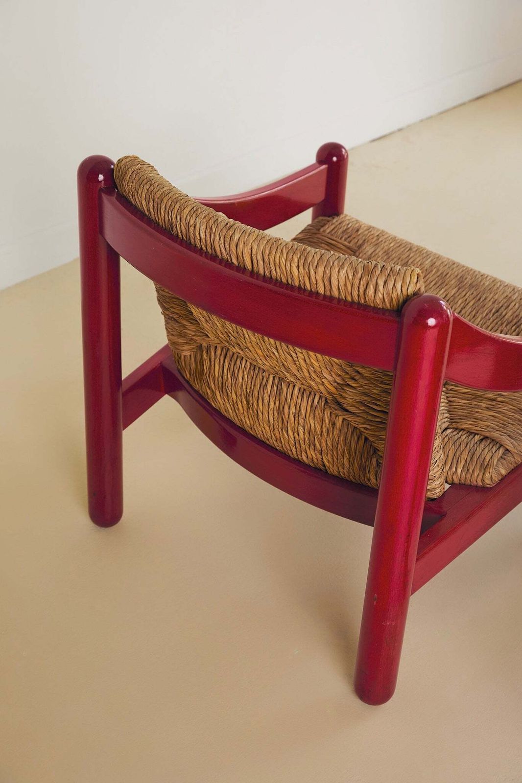 Cassina Carimate Armchair Pair Stained Red photo vintage