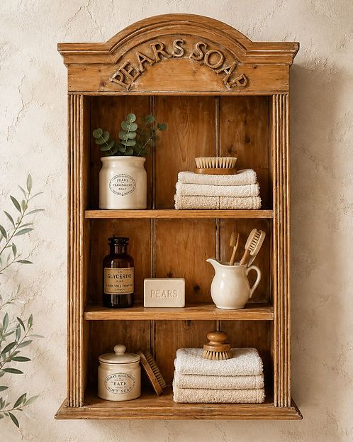 Pair Of Decorative Pears Soap Pine Wall Display Shelves photo furniture