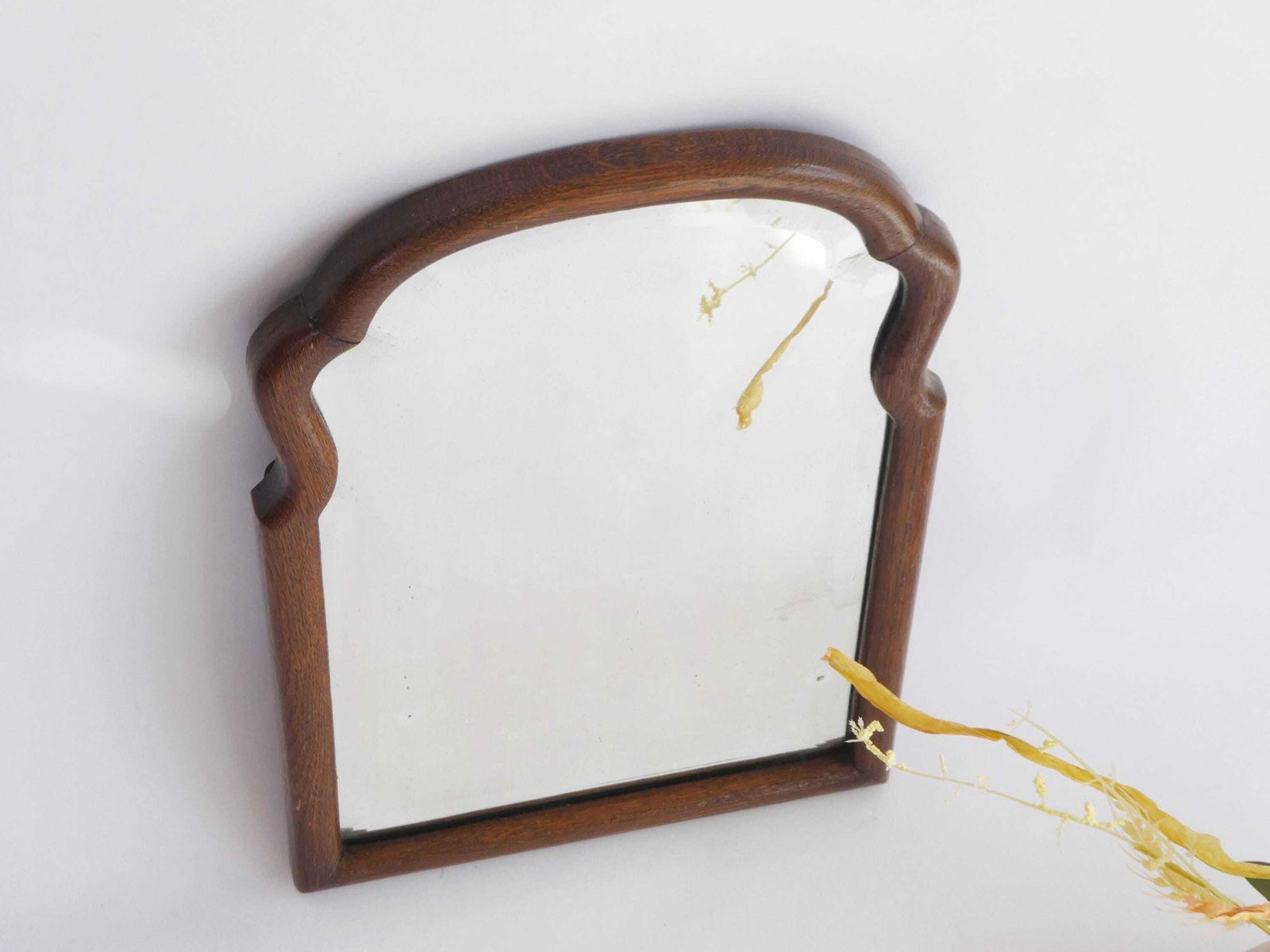 Antique Dutch Scalloped Beveled Mirror, Wooden Arched Wall Mirror, Farmhouse Decor photo 316.0