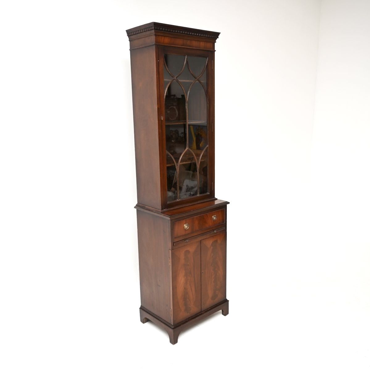 Antique Georgian Style Slim Mahogany Bookcase photo Furniture
