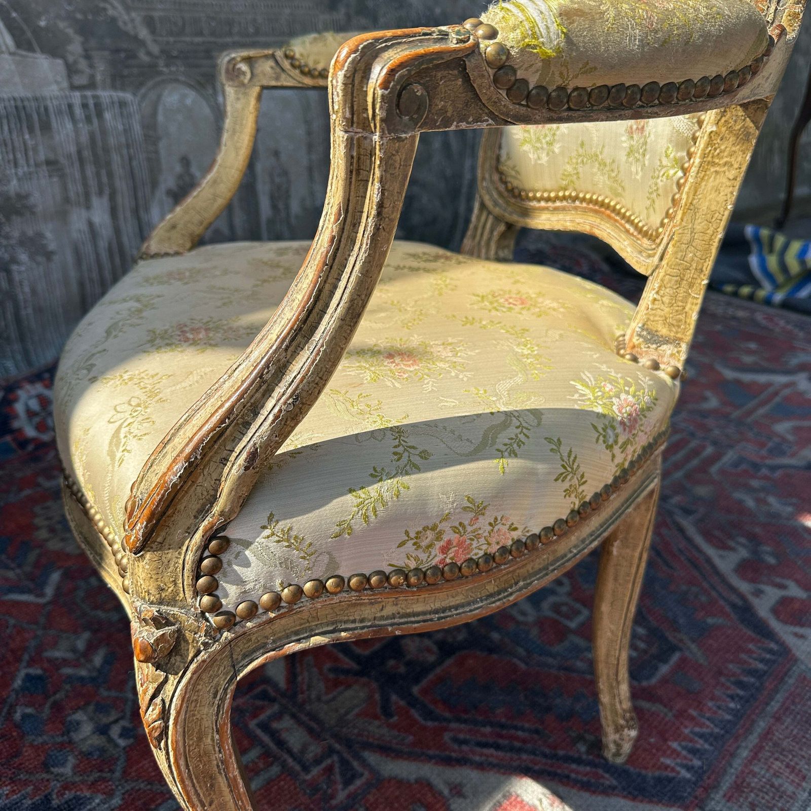 495.0 French Louis XV Style Fauteuil Armchair — C.1880 photo