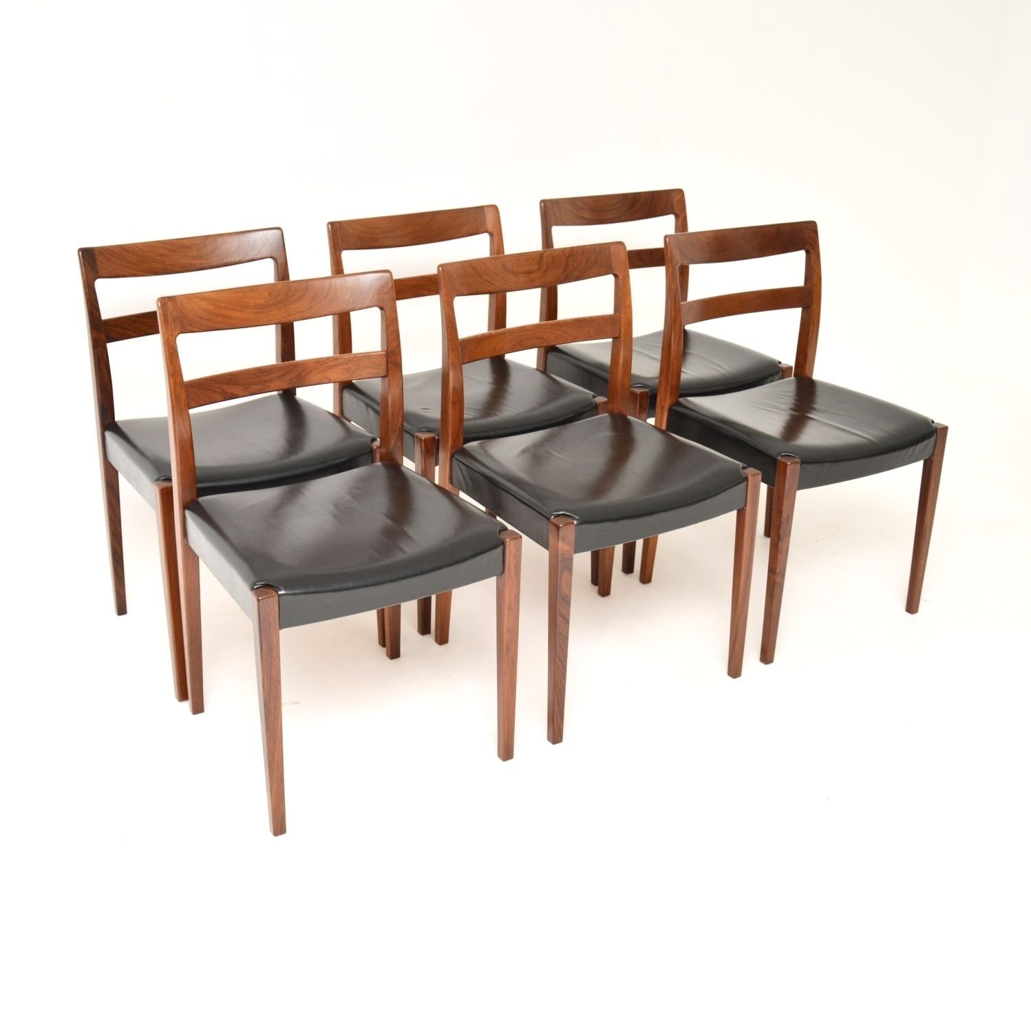 Set Of Six Swedish Vintage Rosewood And Leather Dining Chairs By Nils Jonsson photo buy