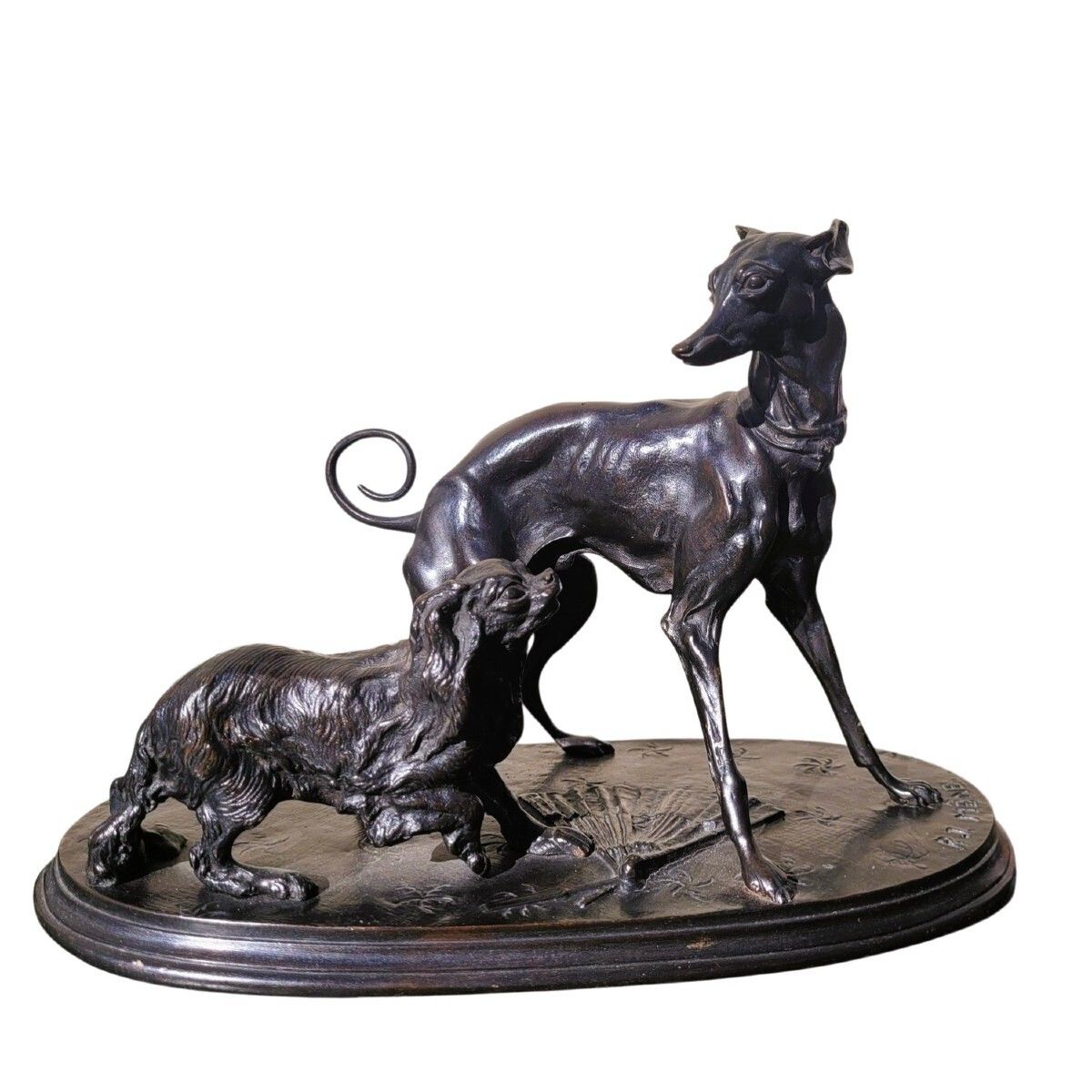 Lévrier et King Charles, bronze signé P J Mêne, XIXe siècle photo furniture