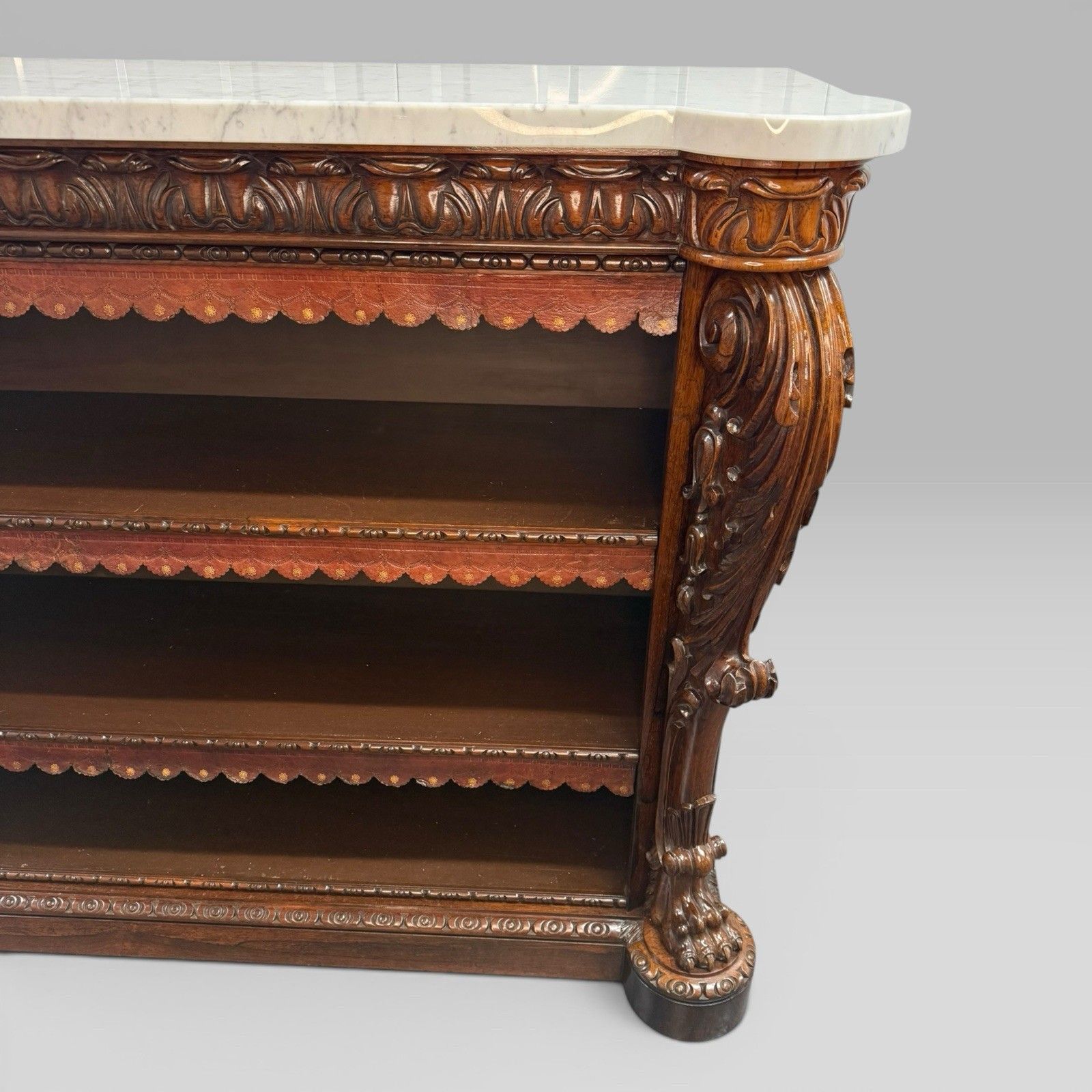 Antique William IV Rosewood Open Bookcase Marble Top Attributed Gillows photo vinterior
