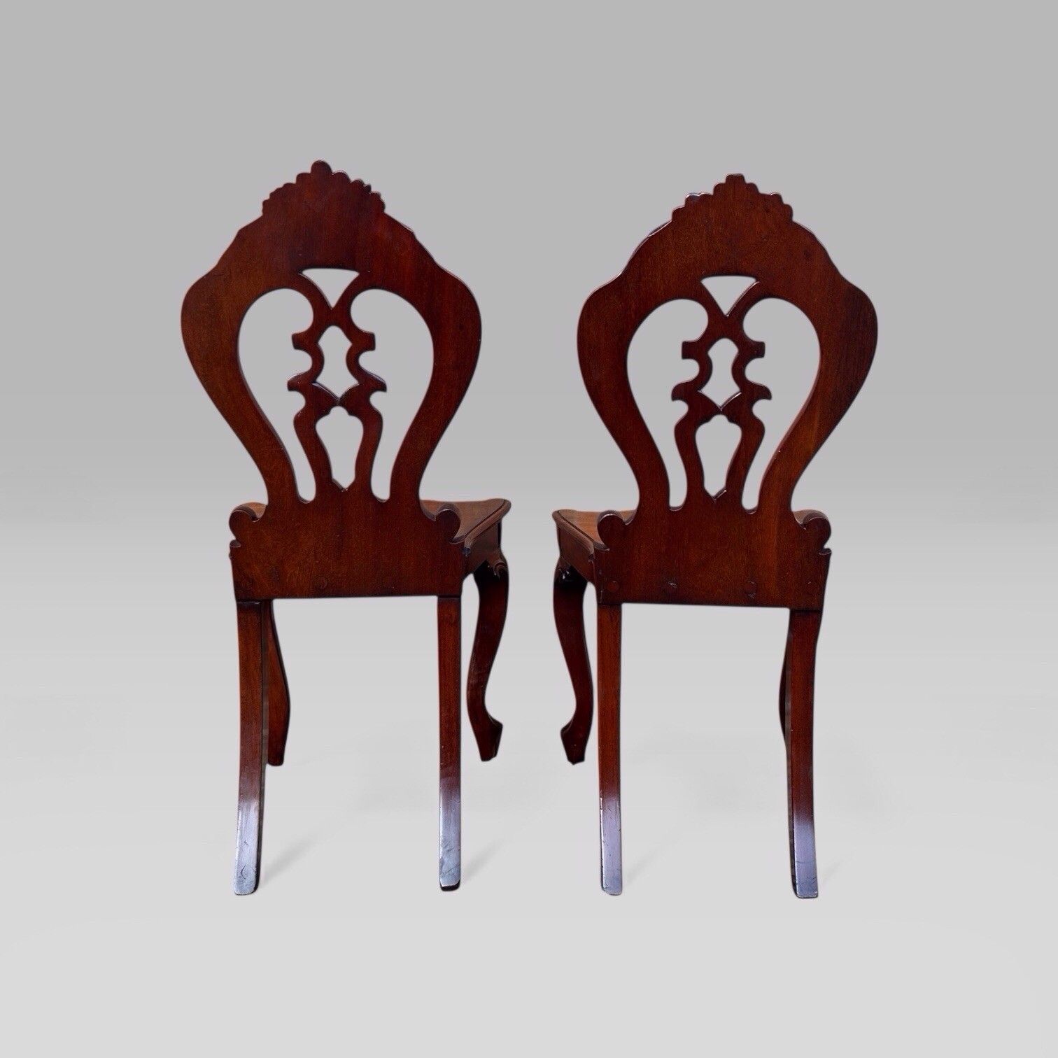 Antique Pair Of Victorian Carved Mahogany Hall Chairs photo 500.0