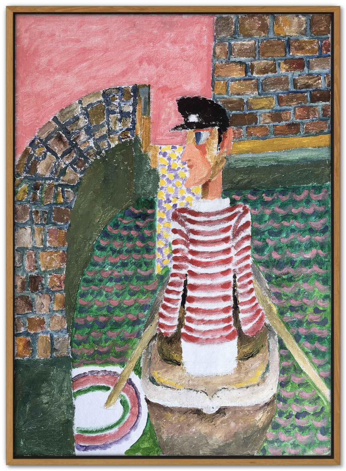 Radiant Outsider Oil Portrait, 1980s