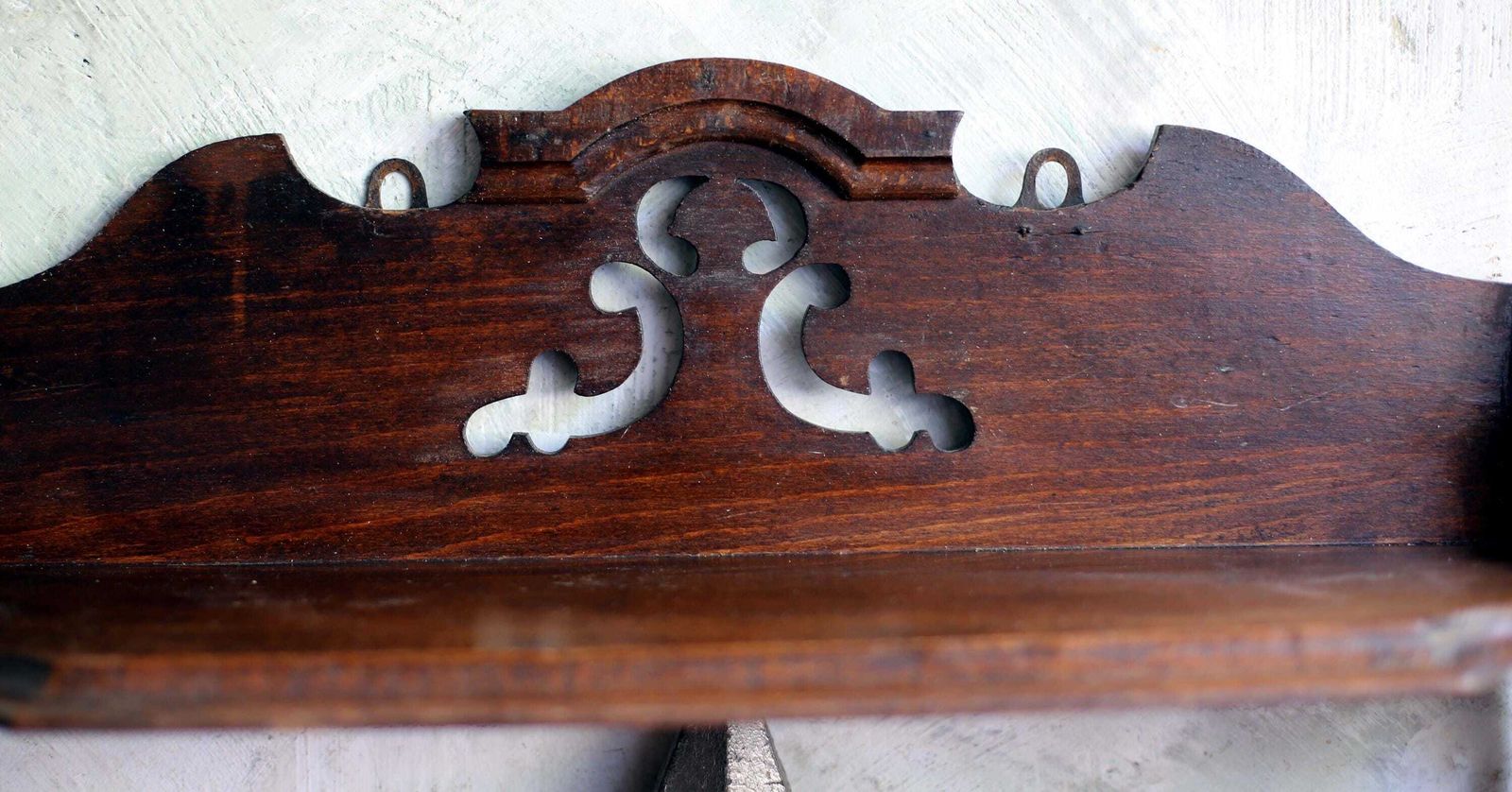 Antique French Gothic Bookcase Shelves Small Wooden Church Wall Mounted Shelf Unit photo buy