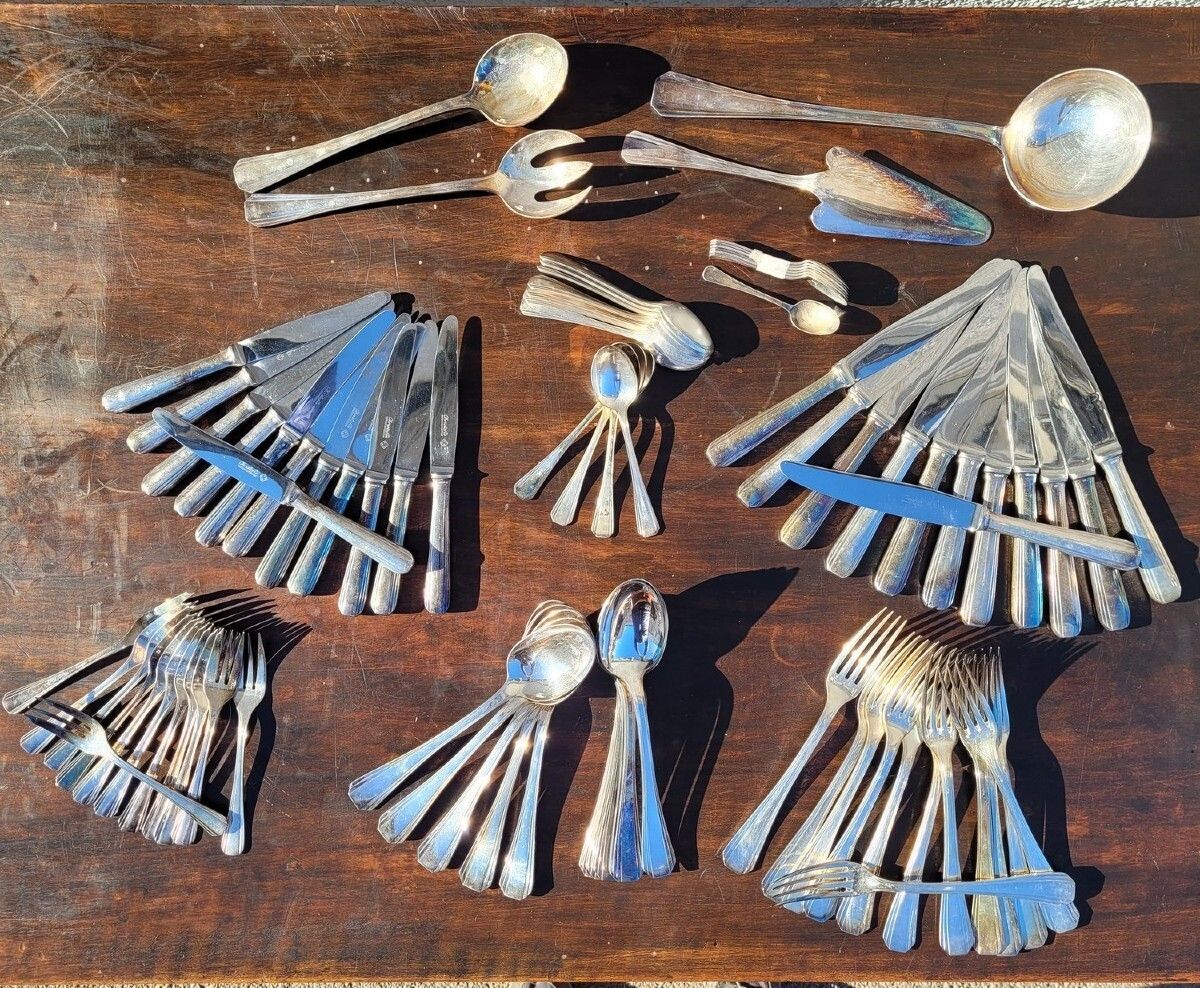 Christofle   Luc Lanel   Boréal Flatware Set, Silver Plated Metal, Art Deco
