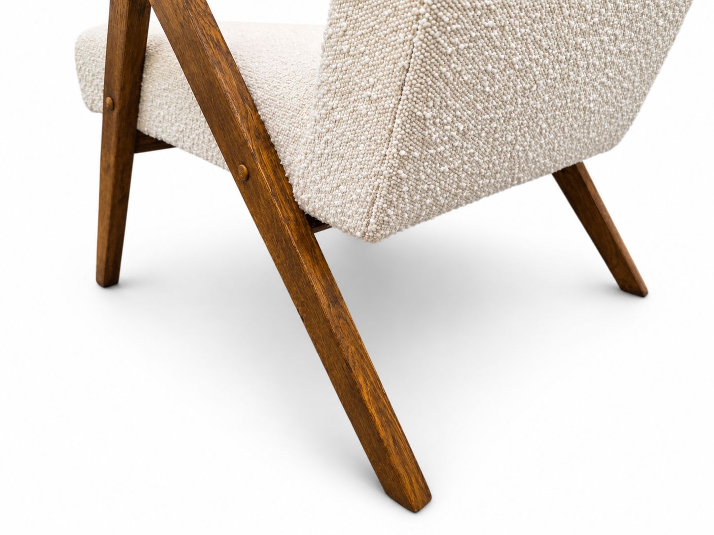 1960 Mid Century Easy Chair Model B 310 Var In Ivory Boucle And Oak photo furniture