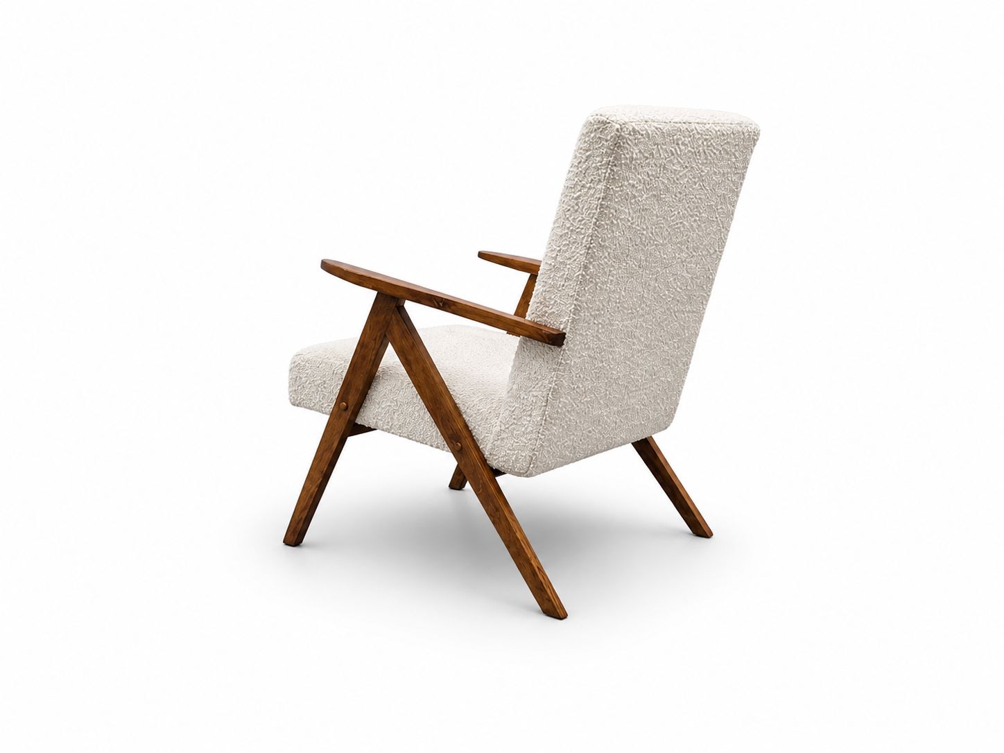 1960 Mid Century Easy Chair Model B 310 Var In Ivory Boucle And Oak photo Furniture