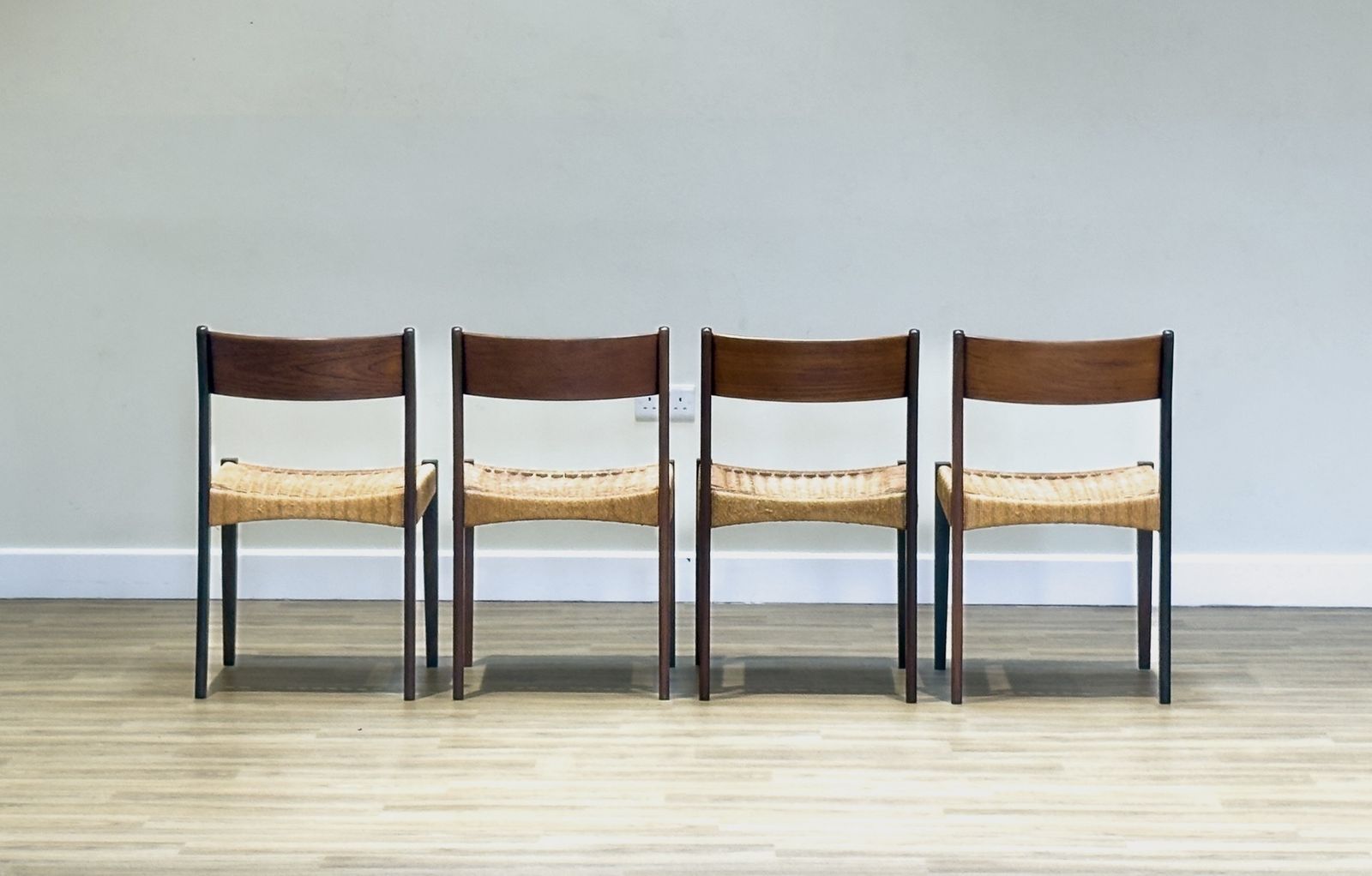 photo for sale Danish Chairs In Teak And Paper Cord By  Poul Volther (1960)