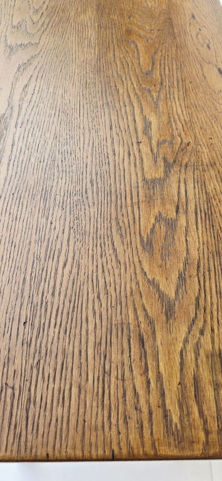 A Petite Mid Century Oak Drop Leaf Desk, Single Pedestal. photo for sale