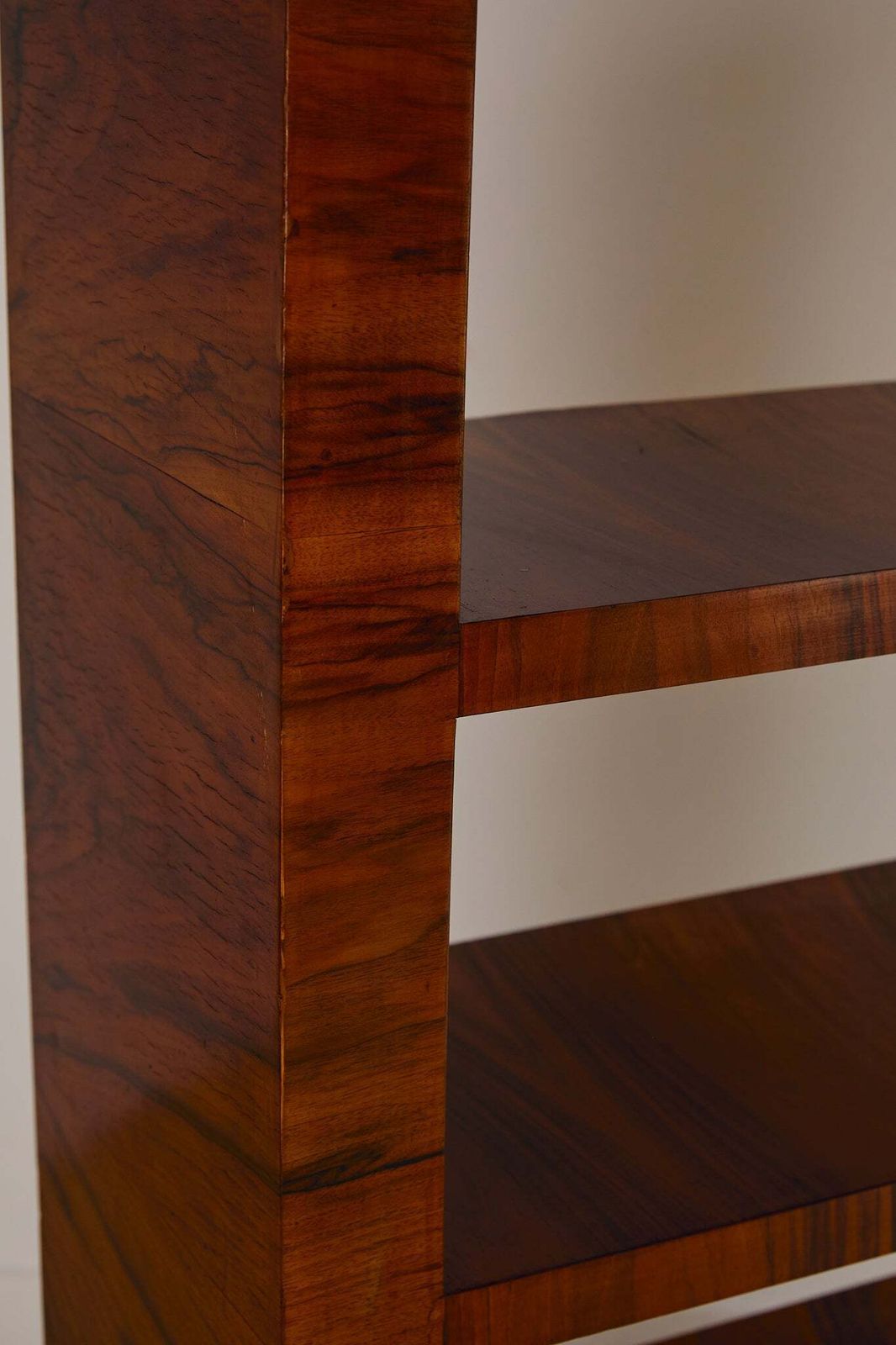 Italian Burl Wood Bookcase With Chrome Feet photo vinterior